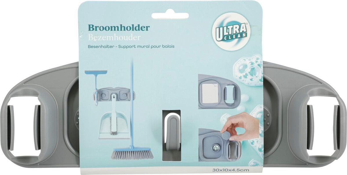 Fali Tartó Broom - szürke, műanyag (30/10/4,5cm)