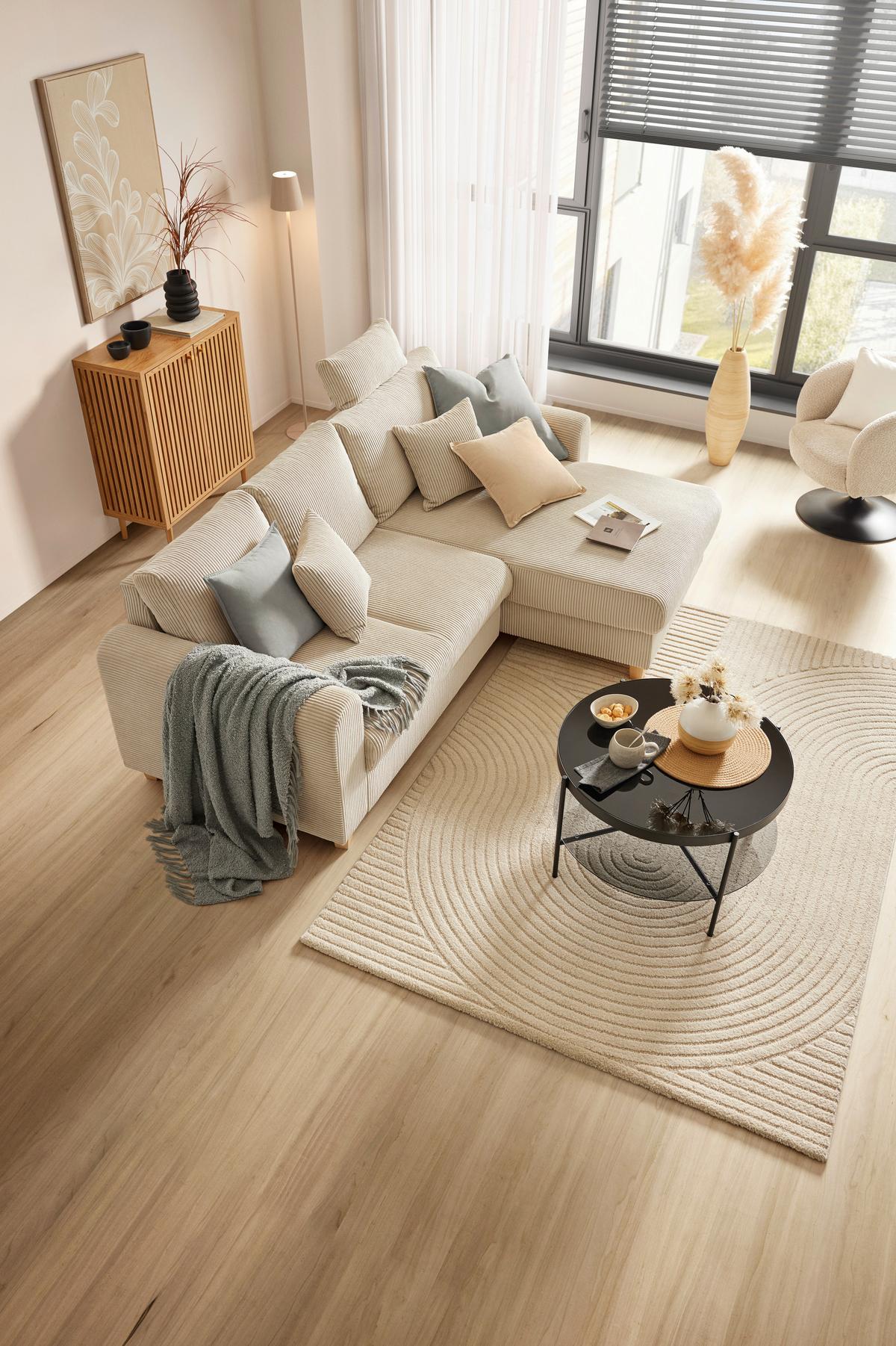 Ecksofa Lille Beige - Hellbraun/Beige, Modern, Holz/Textil (232/156cm) - Mömax