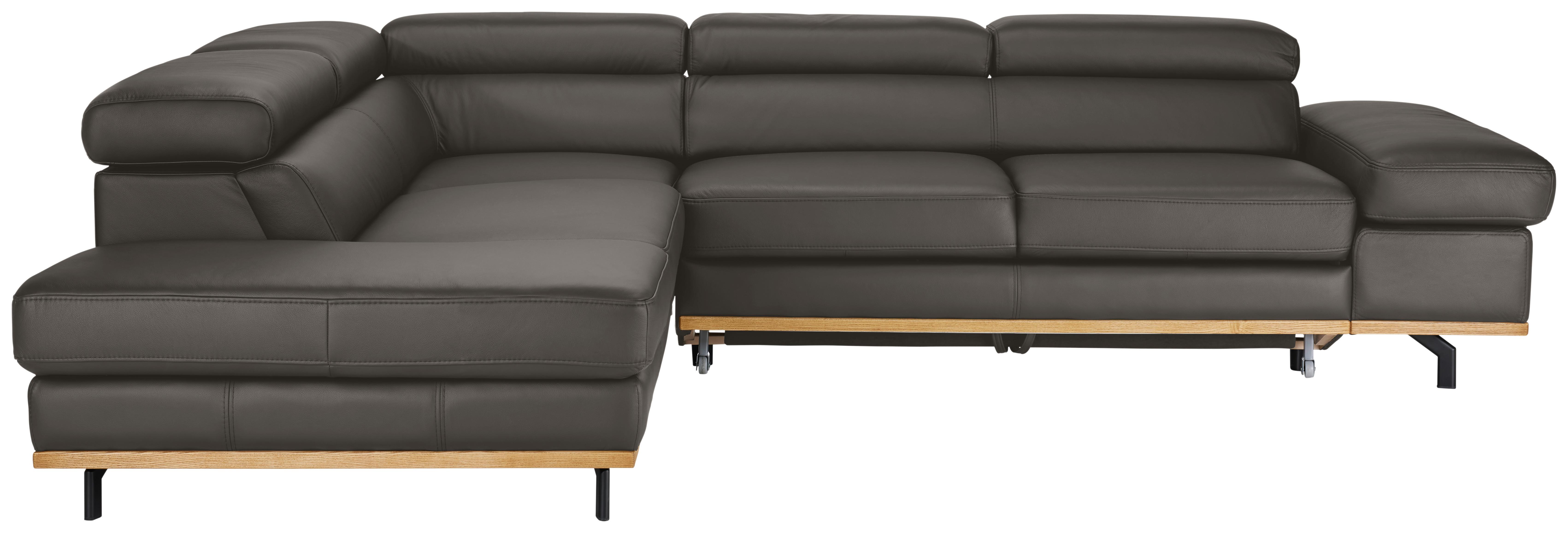 Wohnlandschaft Carmen Graublau - Graublau/Schwarz, MODERN, Leder/Holz (292/72/226cm) - Premium Living