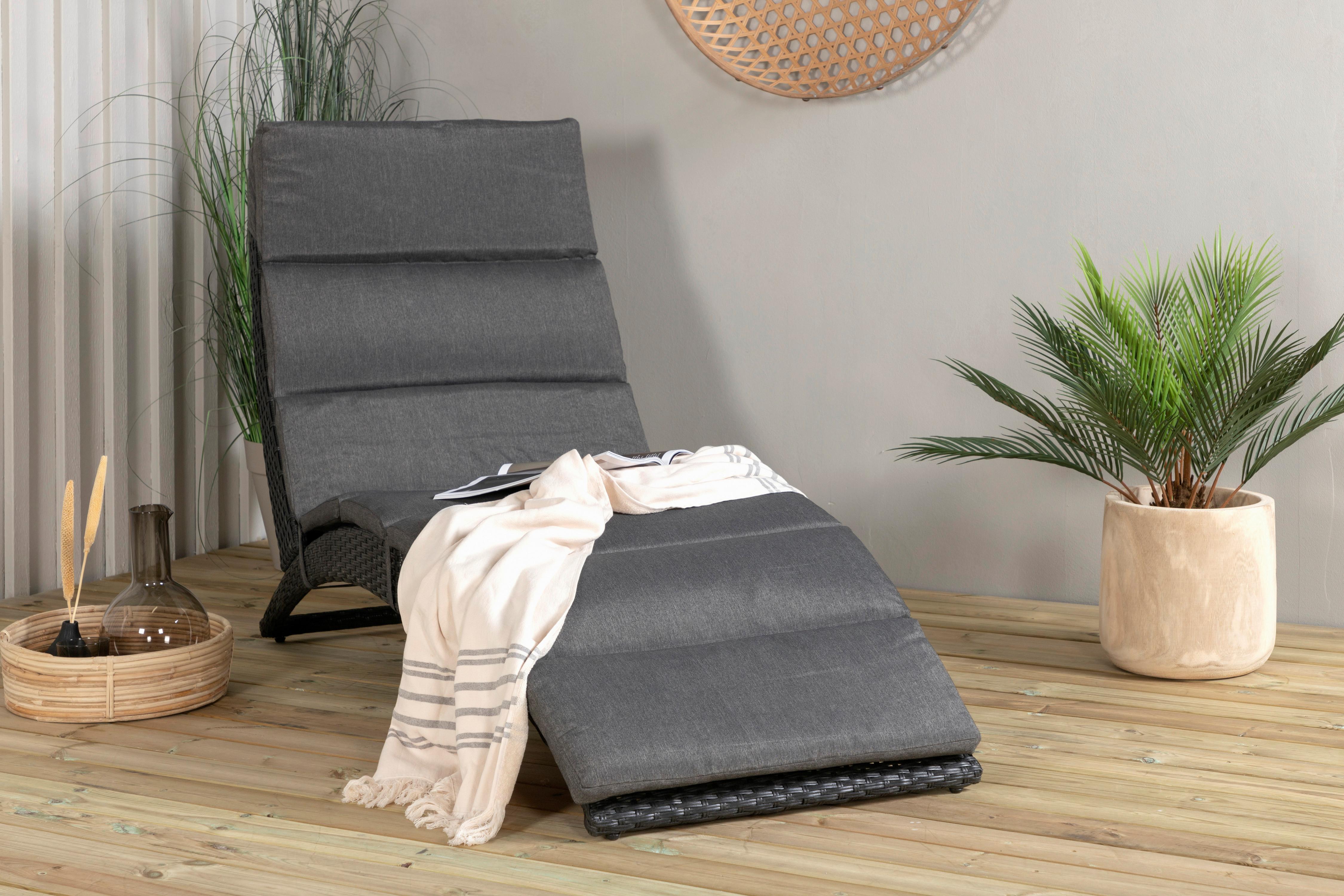 Sonnenliege Archie ca. 64x84x158 cm Schwarz - Schwarz, KONVENTIONELL, Kunststoff (64/84/158cm) - Gardenson