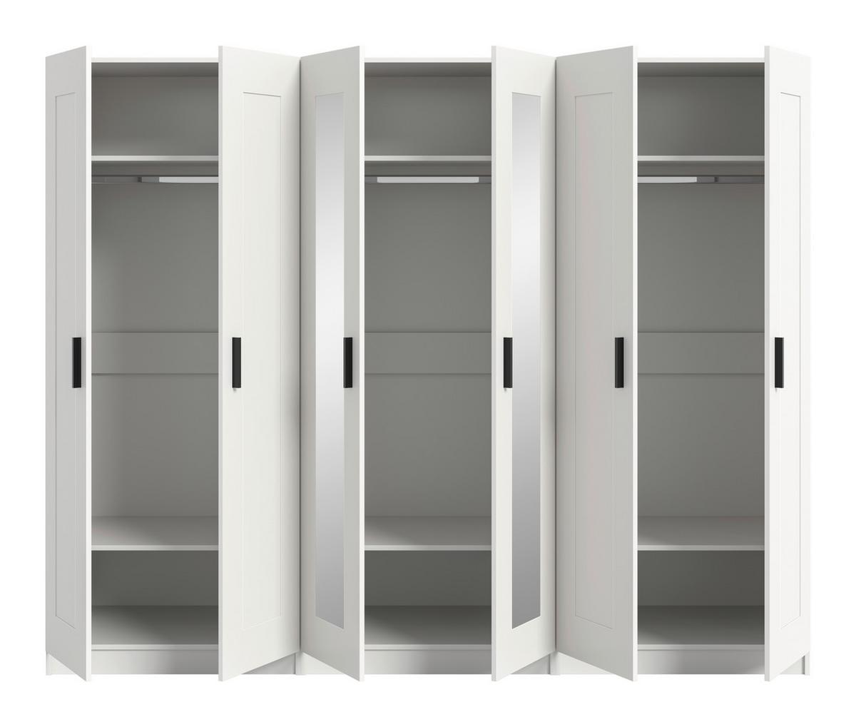 Drehtürenschrank Visby Weiß - Schwarz/Weiß, ROMANTIK / LANDHAUS, Holzwerkstoff/Kunststoff (240/194/56cm) - Livetastic