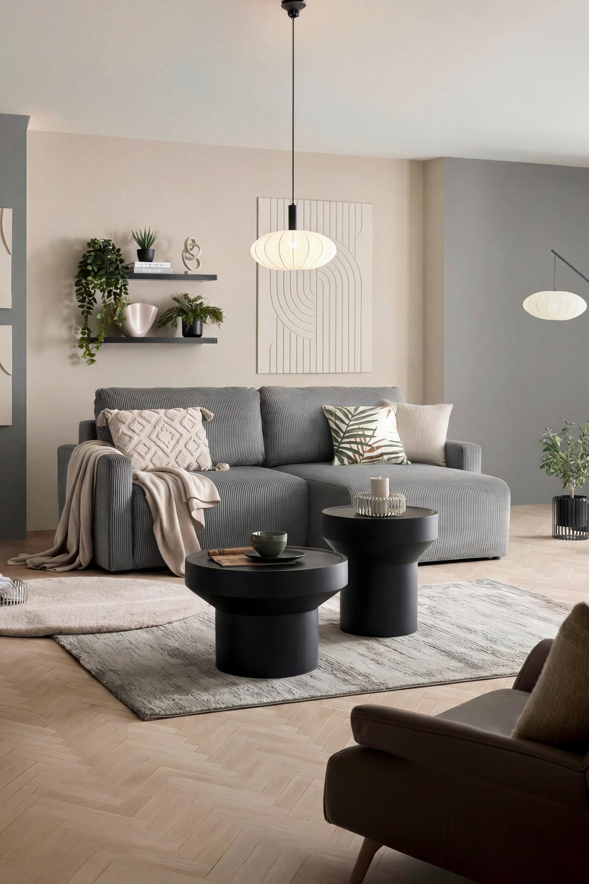 Coltar DAVE -BEST PRICE - gri închis, Modern, textil (227/92/146cm) - Best Price
