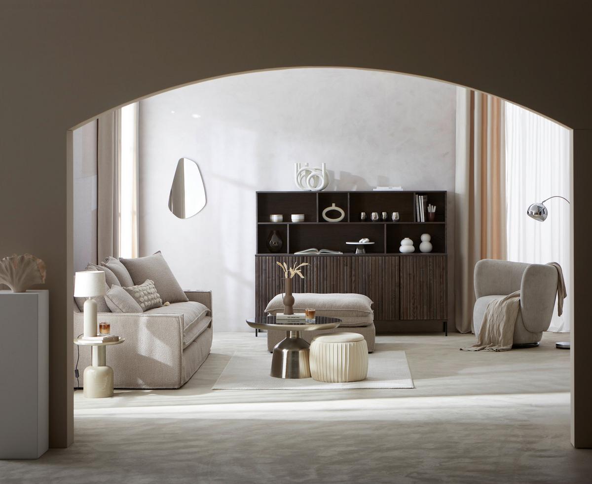 Cocktailsessel Boli Beige - Hellbraun/Beige, Design, Textil/Metall (92/80/84cm) - Livetastic