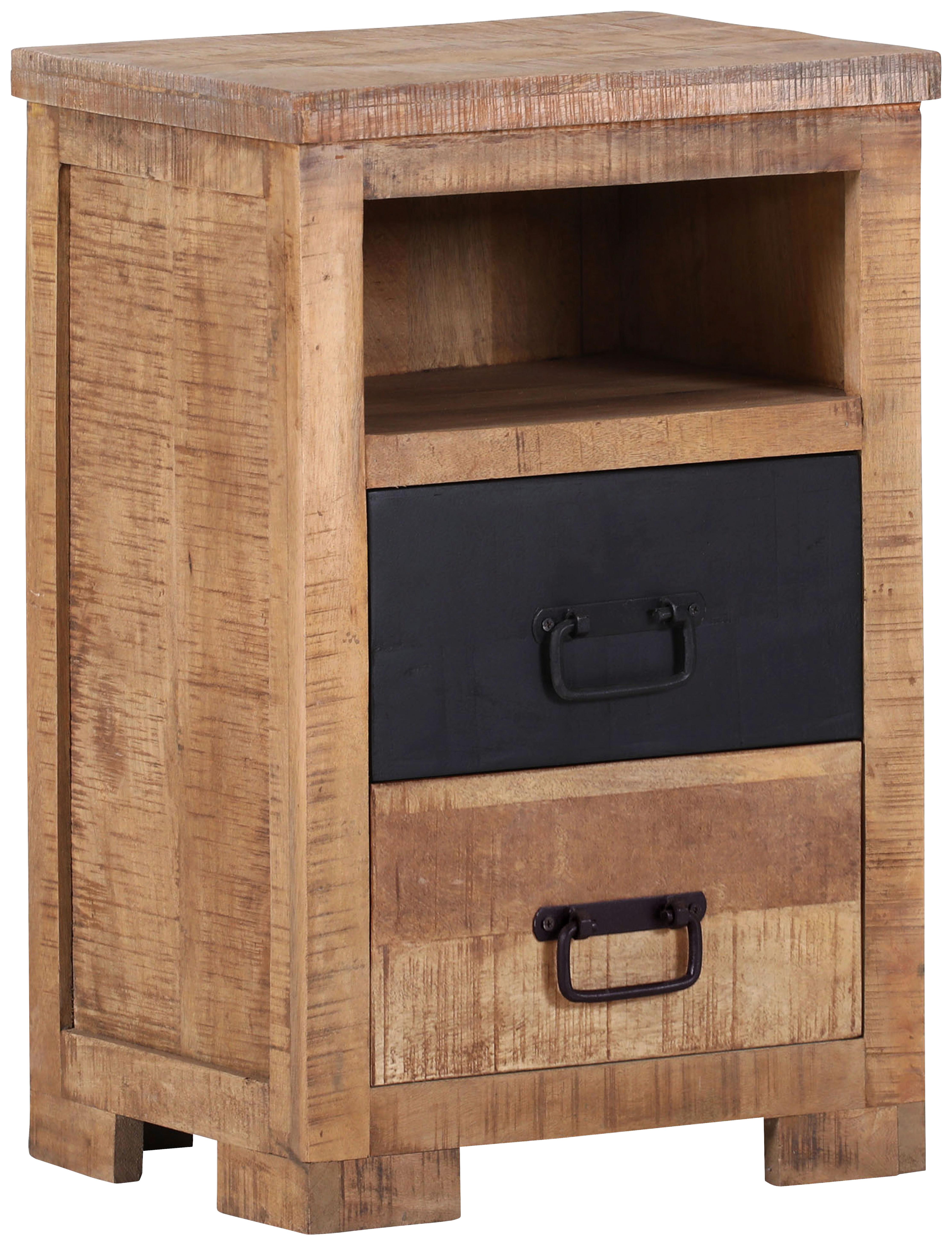 SZAFKA NOCNA BARNEY - kolor naturalny/czarny, Lifestyle, drewno (43/65/38,5cm) - Landscape