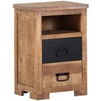 SZAFKA NOCNA BARNEY - kolor naturalny/czarny, Lifestyle, drewno (43/65/38,5cm) - Landscape