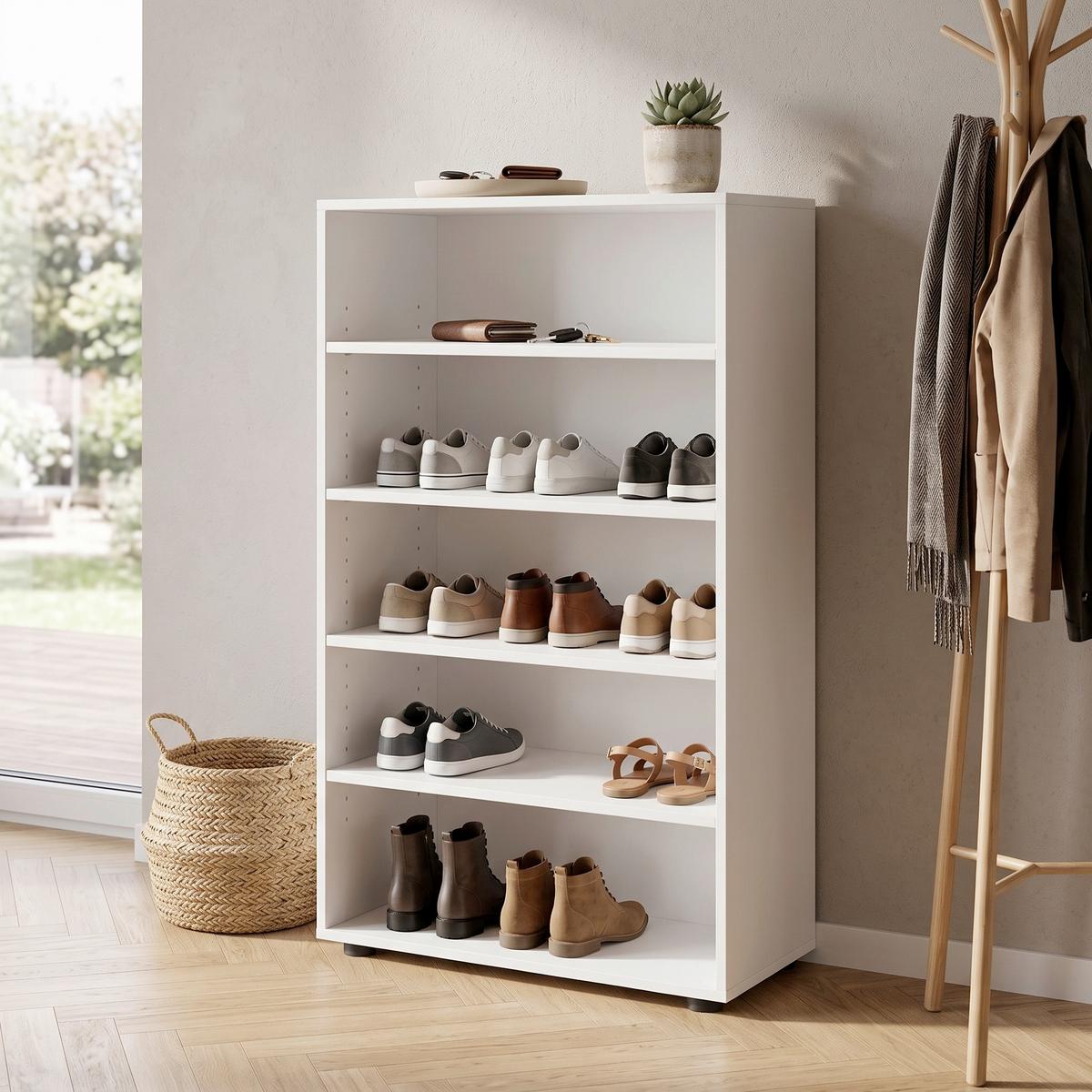 Schuhregal Lona ca.70x110x37cm Weiß - Schwarz/Weiß, KONVENTIONELL, Holzwerkstoff/Kunststoff (70/110/37cm) - MID.YOU