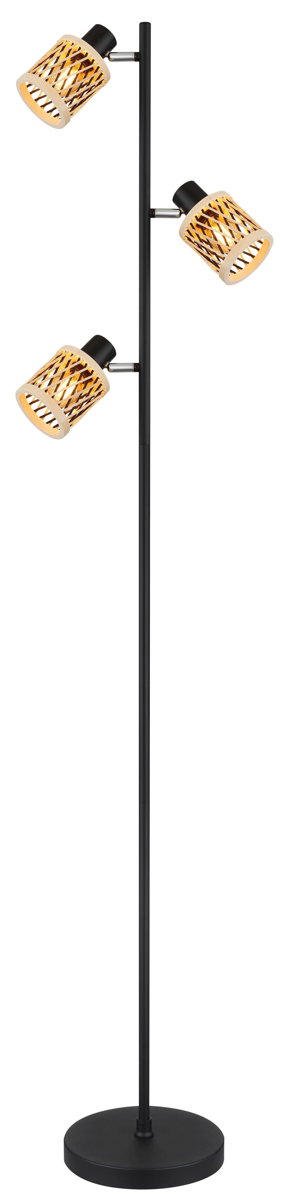 Stehleuchte 41050308 Mali - Schwarz/Naturfarben, Konventionell, Naturmaterialien/Kunststoff (23/154cm) - Globo
