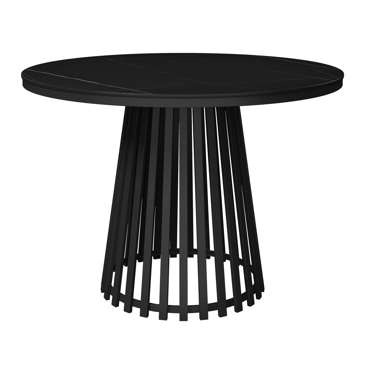 Esstisch rund Pela Schwarz MDF Ø ca. 110 cm - Schwarz, MODERN, Holzwerkstoff/Stein (110/75cm) - Bessagi Home