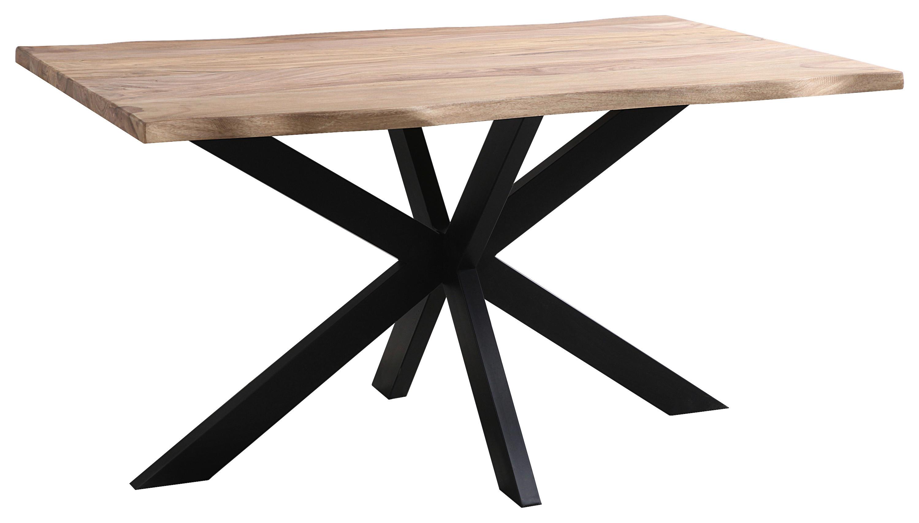 Esstisch Amon Braun/Schwarz - Schwarz/Braun, Natur, Holz/Metall (140/85/77cm) - Mömax