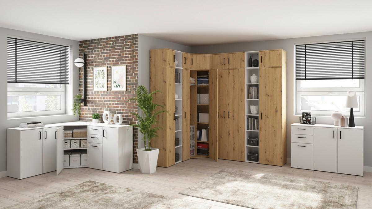 Komoda Multi - bijela/crna, Moderno, drvni materijal/plastika (80/83/52cm) - Modern Living