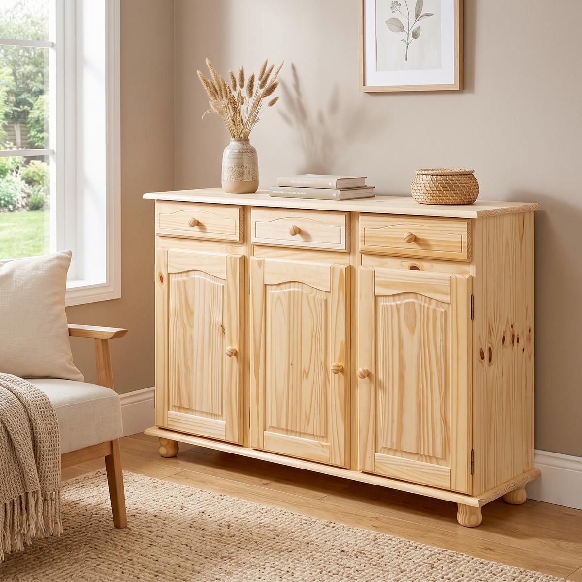 Rustikalna Komoda Abaco, Masiven Bor, Naravna Barva - naravne barve, Trendi, les (130/87/43cm) - Livetastic