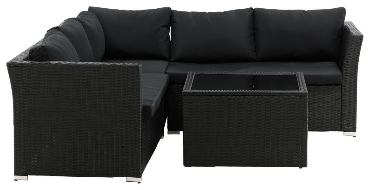 LOUNGEGARNITUR HAITI - Schwarz, KONVENTIONELL, Kunststoff - Gardenson