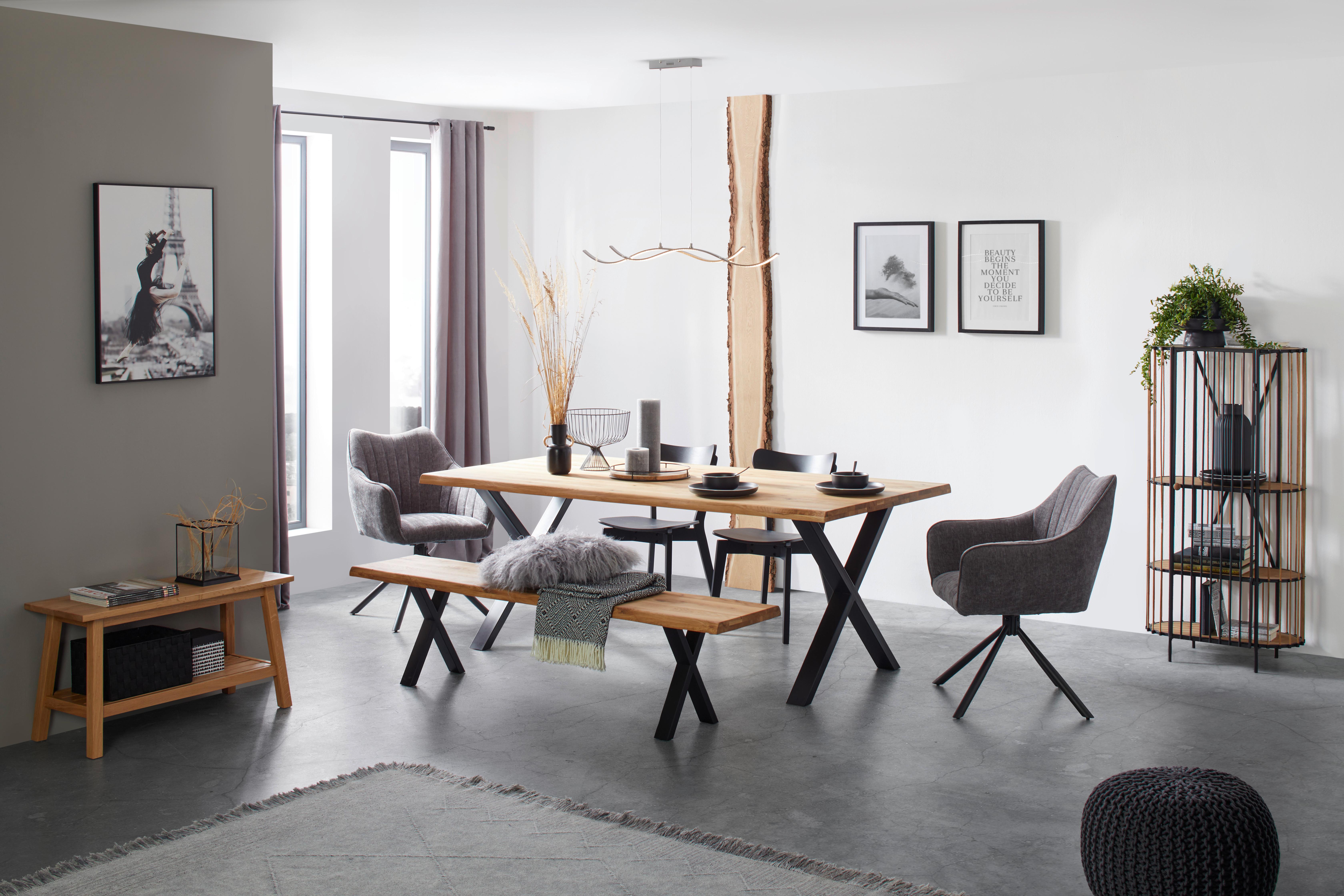 MATBORD OAK - vildek/svart, Natur, metall/trä (160/75/90cm) - Zandiara