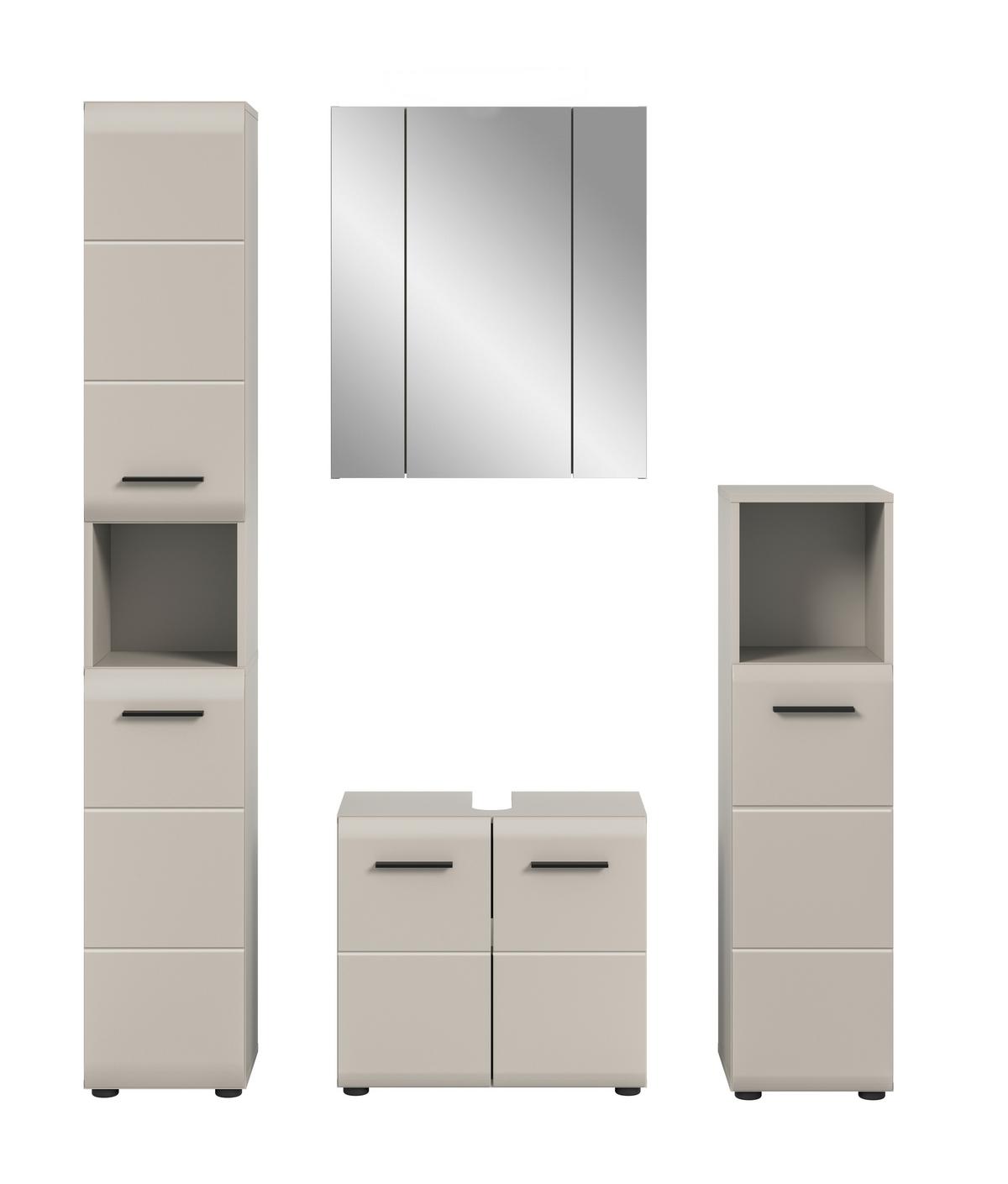 Badezimmer Ice Kaschmir 4-teilig - Kaschmir/Schwarz, Trend, Glas/Holzwerkstoff (120cm) - MID.YOU