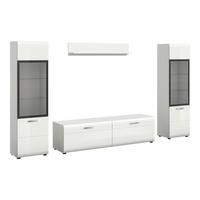 Dnevni Regal Ice, Bela Visok Sijaj, 4-Delni - srebrne barve/črna, Design, umetna masa/steklo (280/160/41cm) - Livetastic