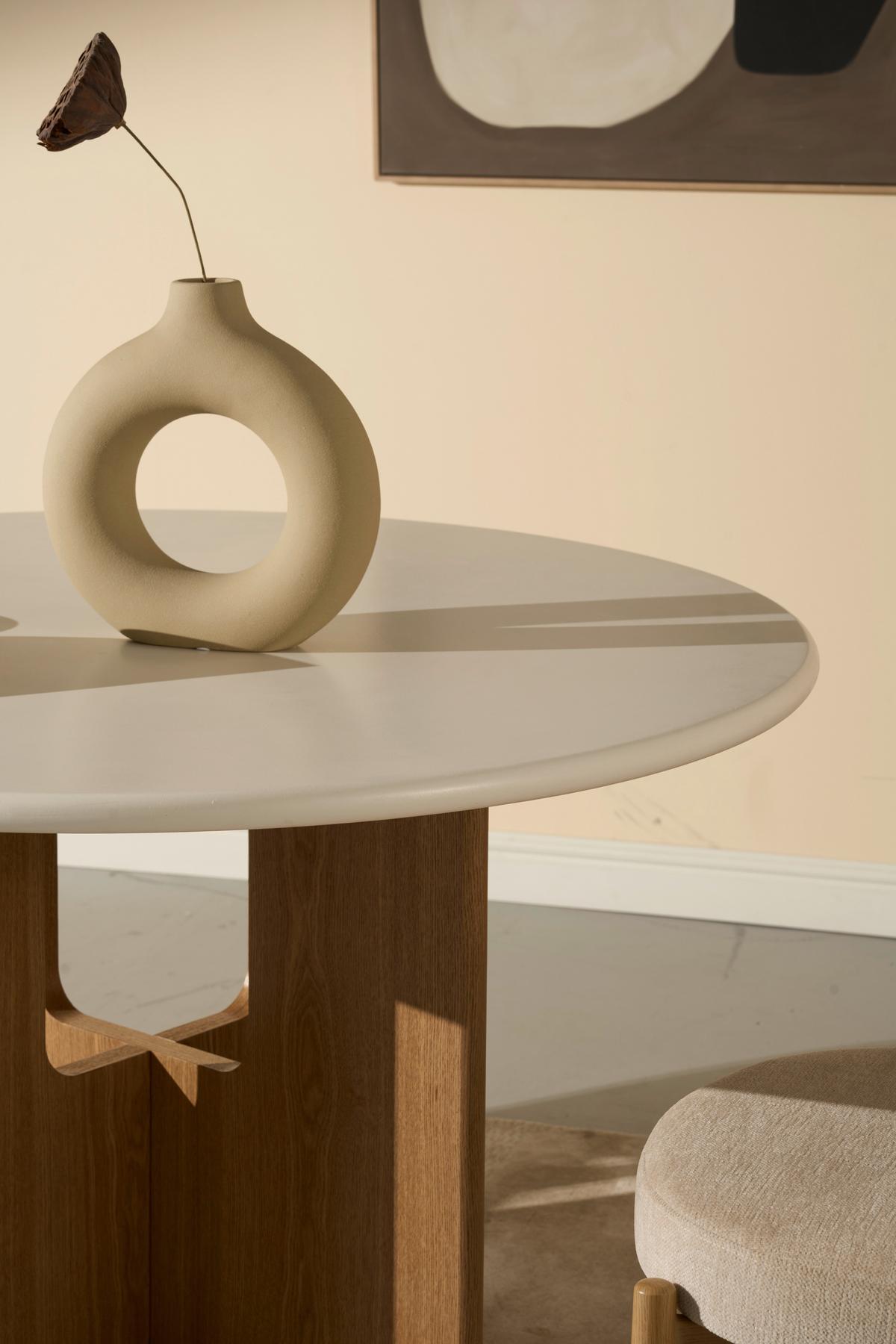 Jedilna Miza Levi, Barva Hrasta, Bela, Ø 120 - barve hrasta/bela, Moderno, les/valovita lepenka (120/75cm) - Livetastic