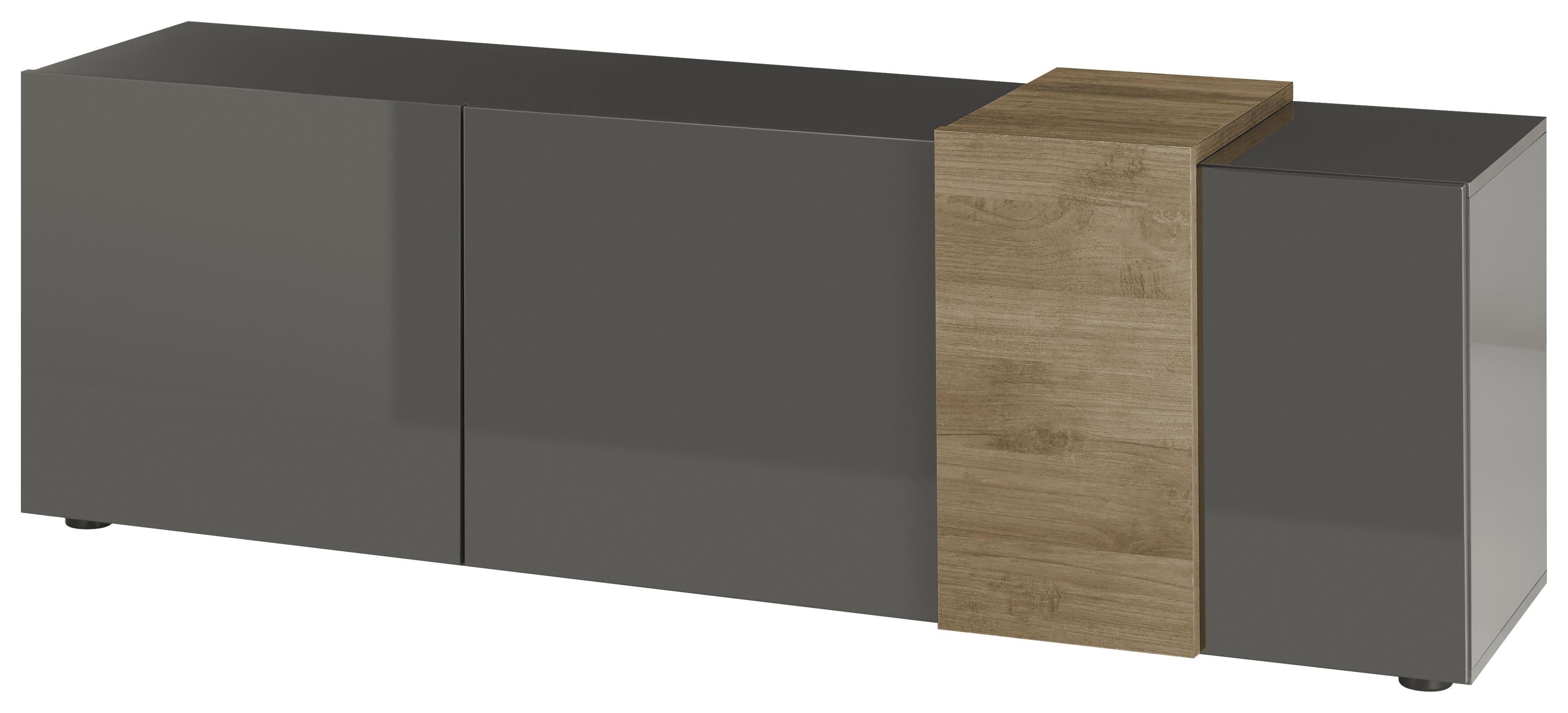 Lowboard Positano Eichefarben/Dunkelgrau - Eichefarben/Dunkelgrau, MODERN, Holzwerkstoff (181/59/44cm) - Premium Living