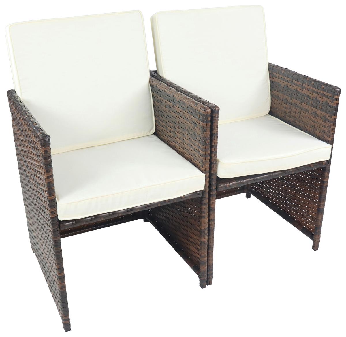 Gartensessel-Set Raloso 2er- Set ca. 53x84 cm Braun - Braun/Weiß, MODERN, Kunststoff/Textil (53/84/53cm) - Ambia Garden