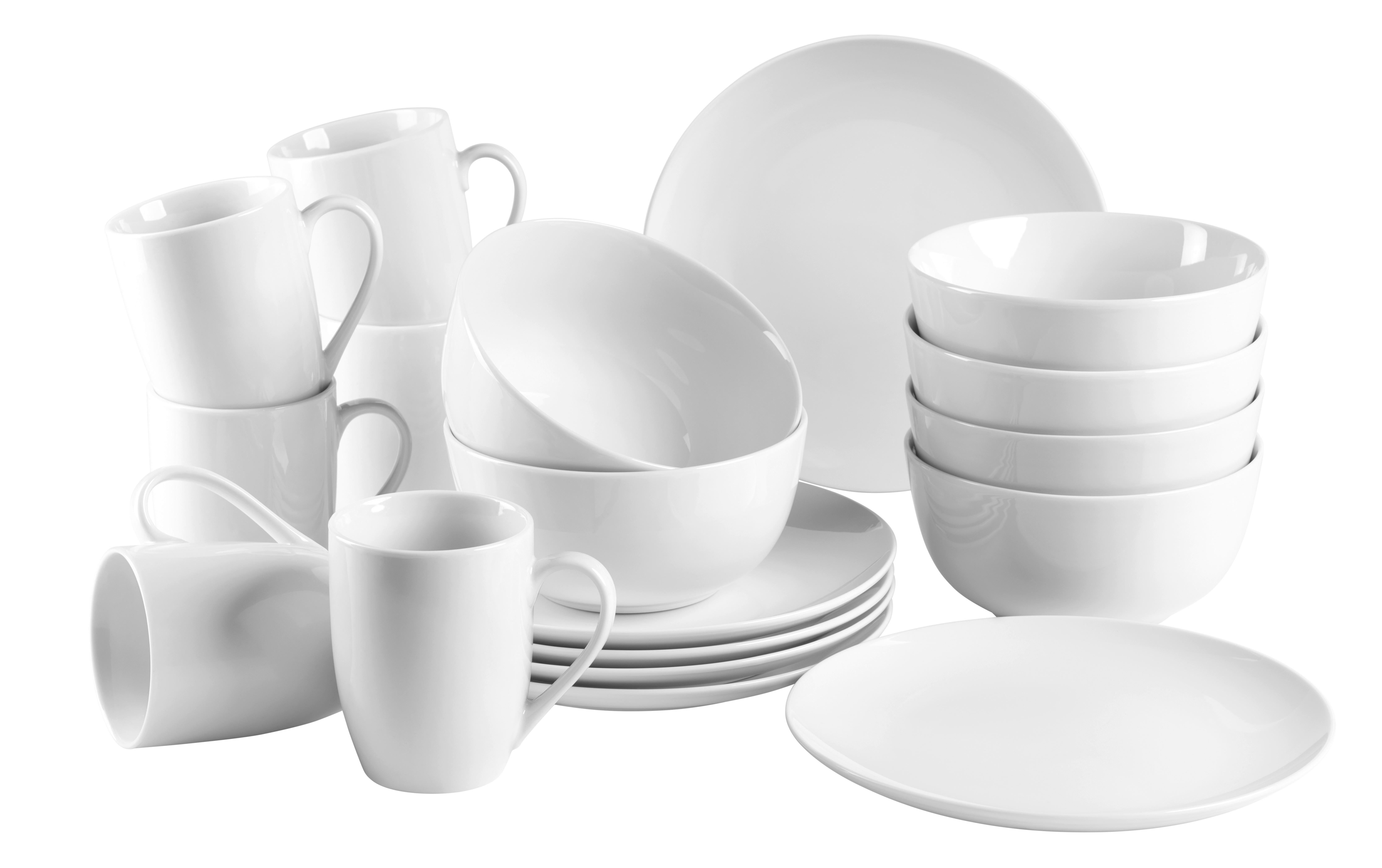 Frühstücksset Barca aus Porzellan, 18-teilig - Weiß, Basics, Keramik - Mäser