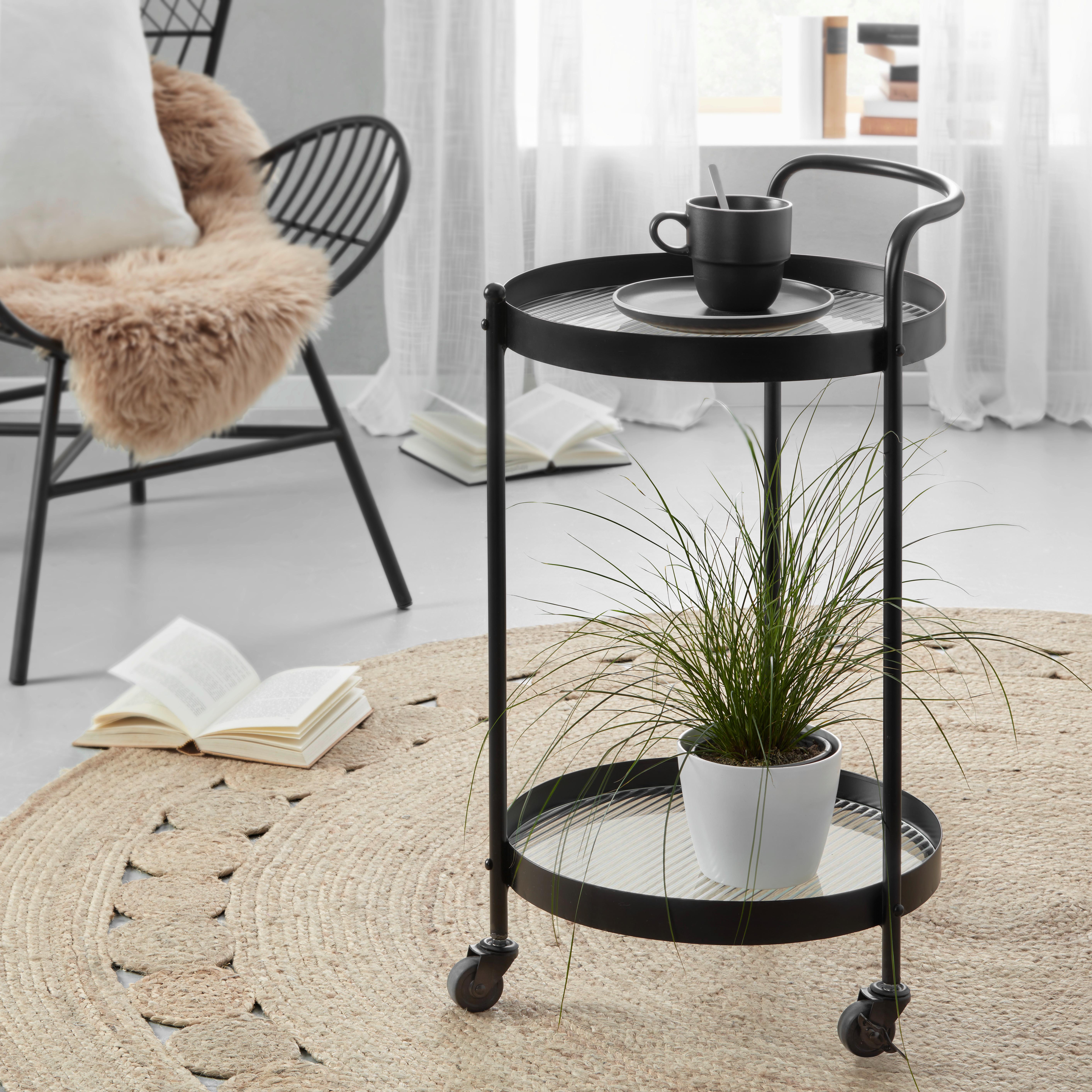Allzweckwagen aus Metall in Schwarz - Klar/Schwarz, Modern, Glas/Kunststoff (40/77/40cm)