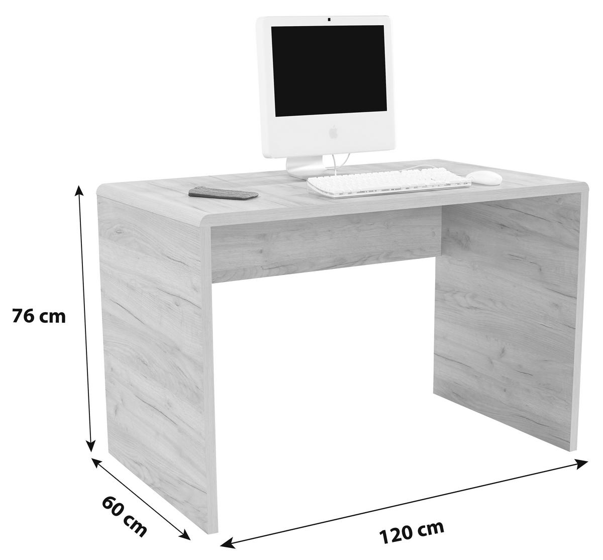 Íróasztal Tölgy Szín Fontana - tölgyfa, Modern, faalapú anyag (120/75,5/60cm)