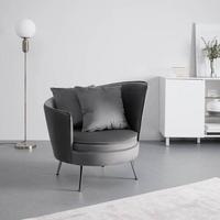 Sessel Cherie Dunkelgrau Samt - Chromfarben/Dunkelgrau, MODERN, Textil/Metall (87/83/85cm) - Bessagi Home
