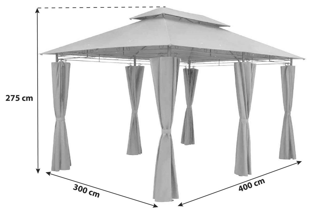 Pavillon Moldau ca. 400x275x300 cm Anthrazit - Anthrazit/Schwarz, Basics, Kunststoff (400/275/300cm) - Gardenson