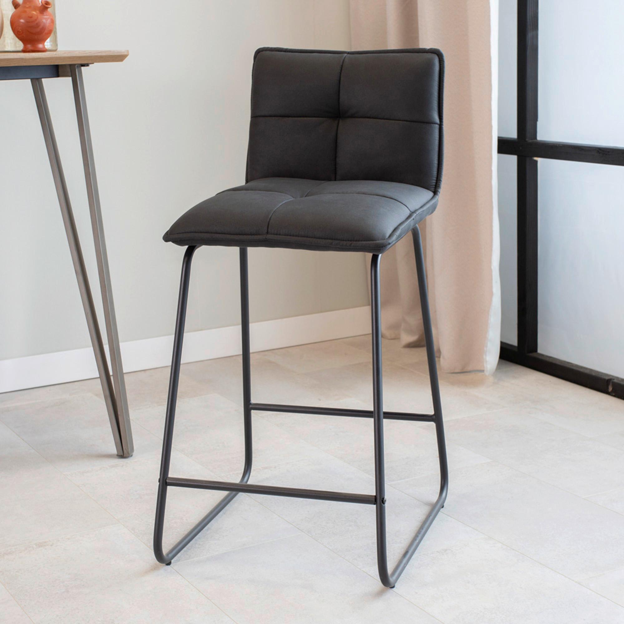 Barhocker-Set Jeremy 2er-Set ca. 44x87 cm Anthrazit - Anthrazit/Schwarz, KONVENTIONELL, Textil/Metall (44/87/50cm) - MID.YOU