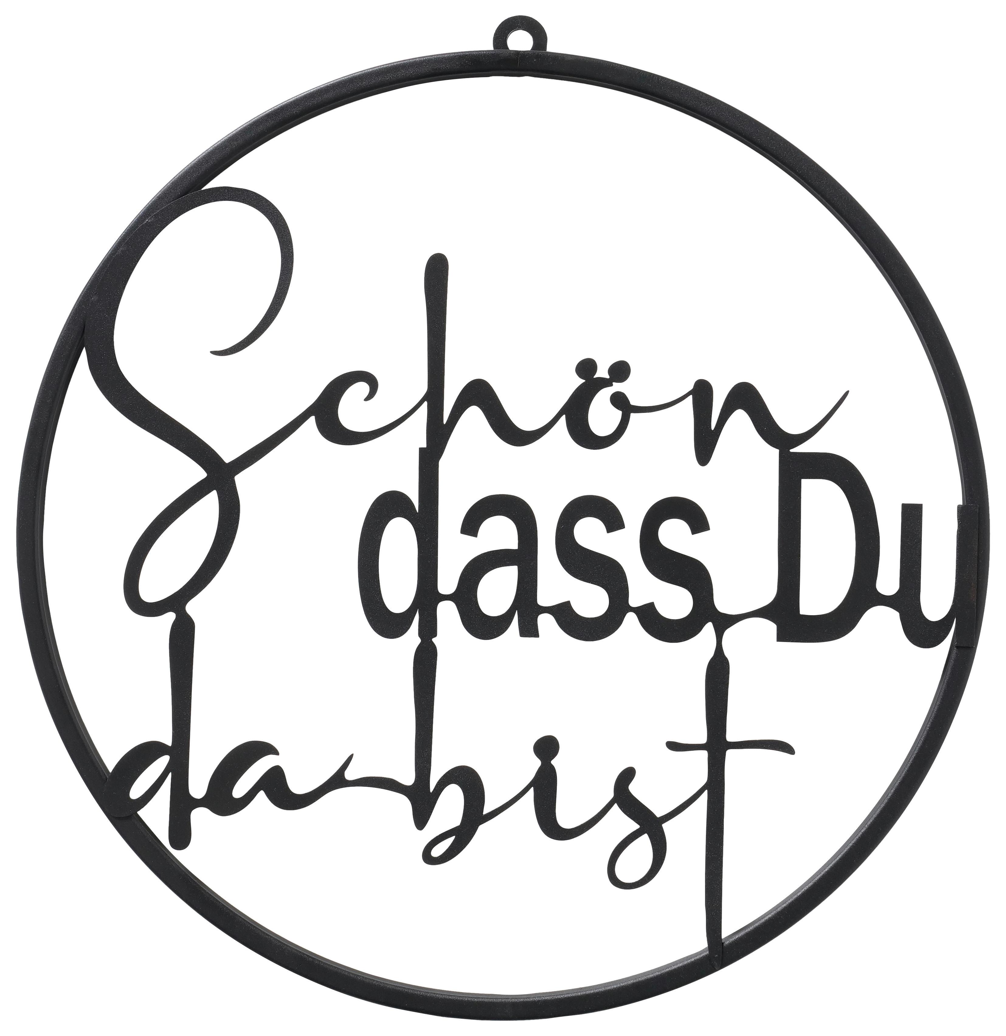 Dekoschild Willkommen II in Schwarz - Schwarz, Basics, Metall (38/40/1cm) - Modern Living