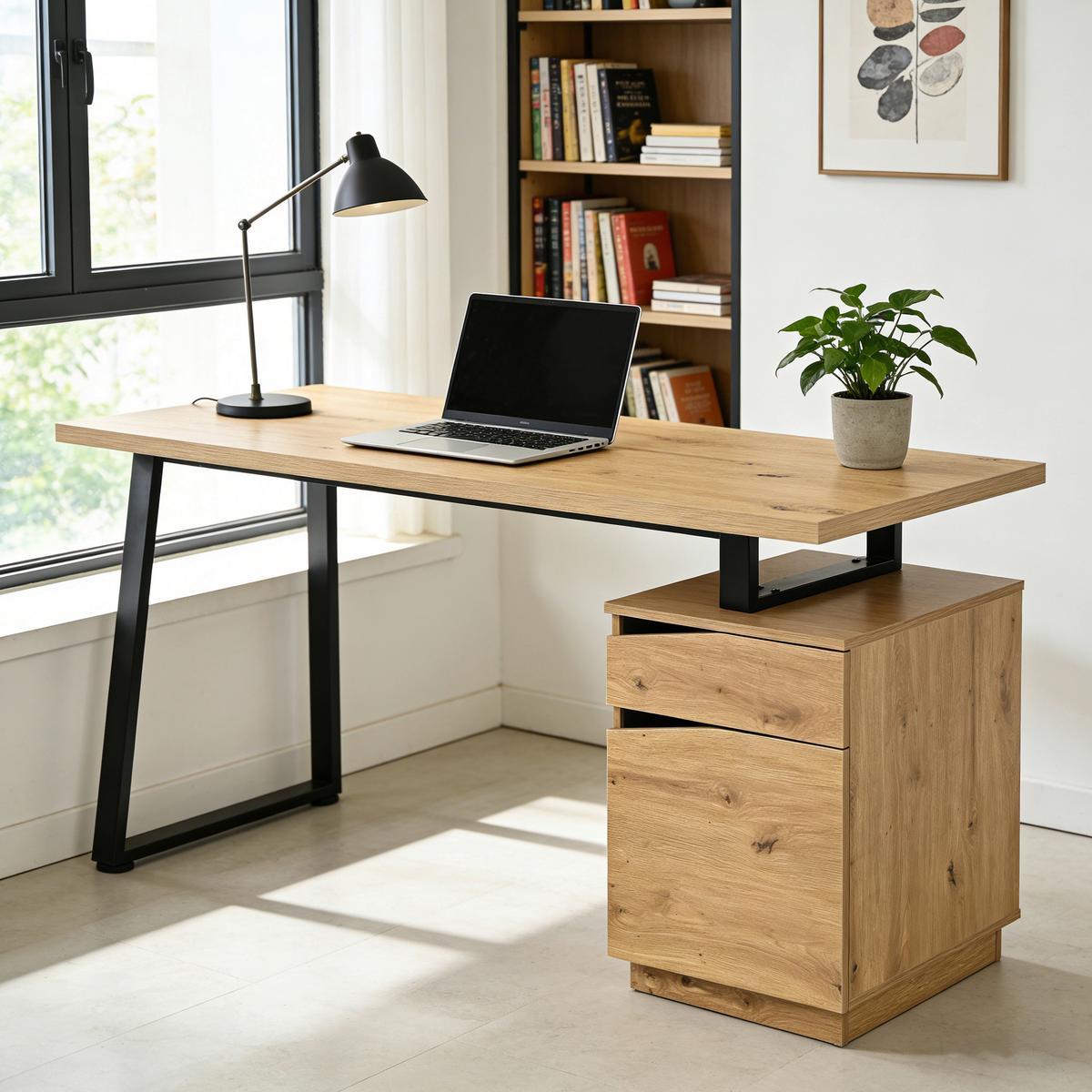 Radni Stol Rimini - hrast Artisan/crna, Trend, drvni materijal/metal (140/74/60cm) - Modern Living