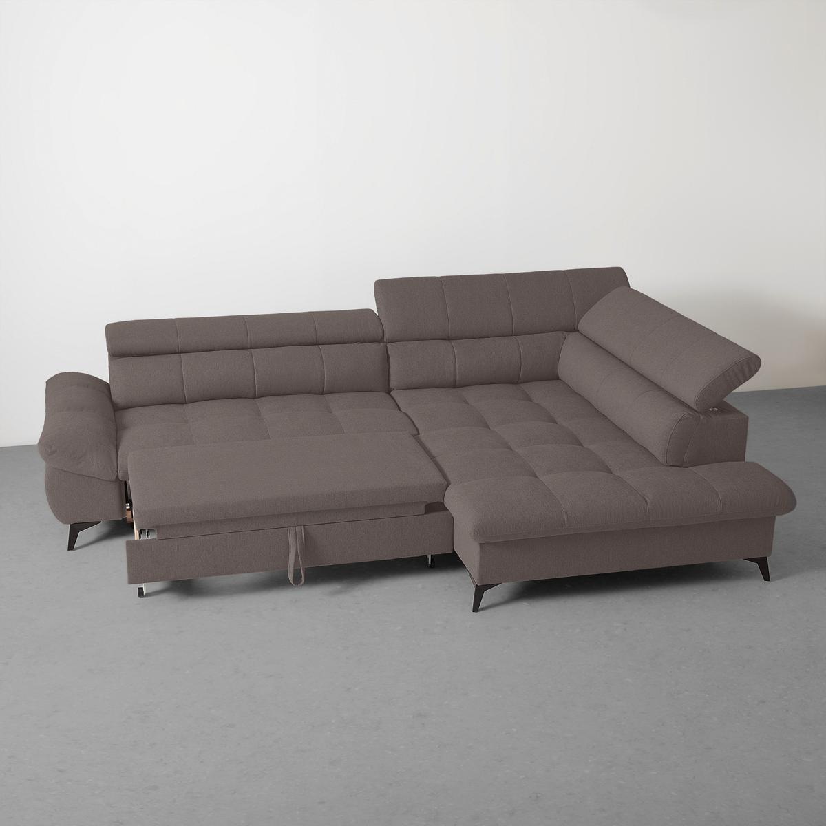 Wohnlandschaft Alberto Graphitfarben - Graphitfarben/Schwarz, MODERN, Textil/Metall (201/78/296cm) - Mömax