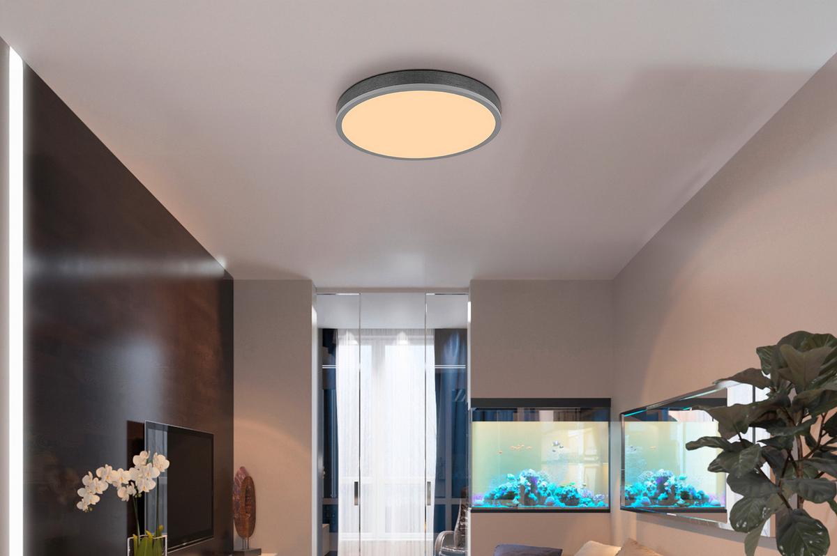 LED-DECKENLEUCHTE 416080AD2R DORO - Weiss/Dunkelgrau, Basics, Kunststoff/Metall (45/8,5cm) - Globo