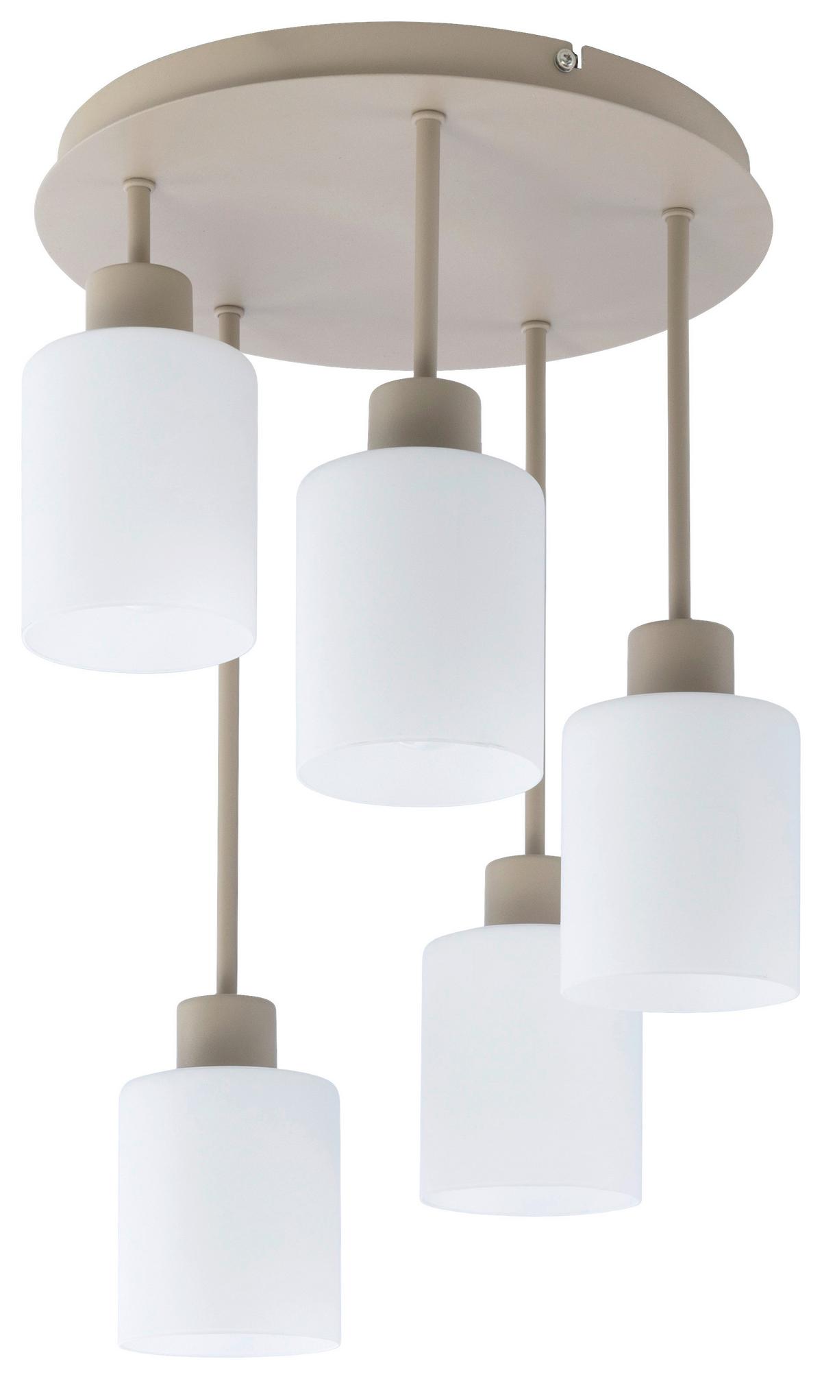 LAMPA WISZĄCA KINGA - biały/kolor piaskowy, Trend, metal/szkło (34/50cm) - Novel