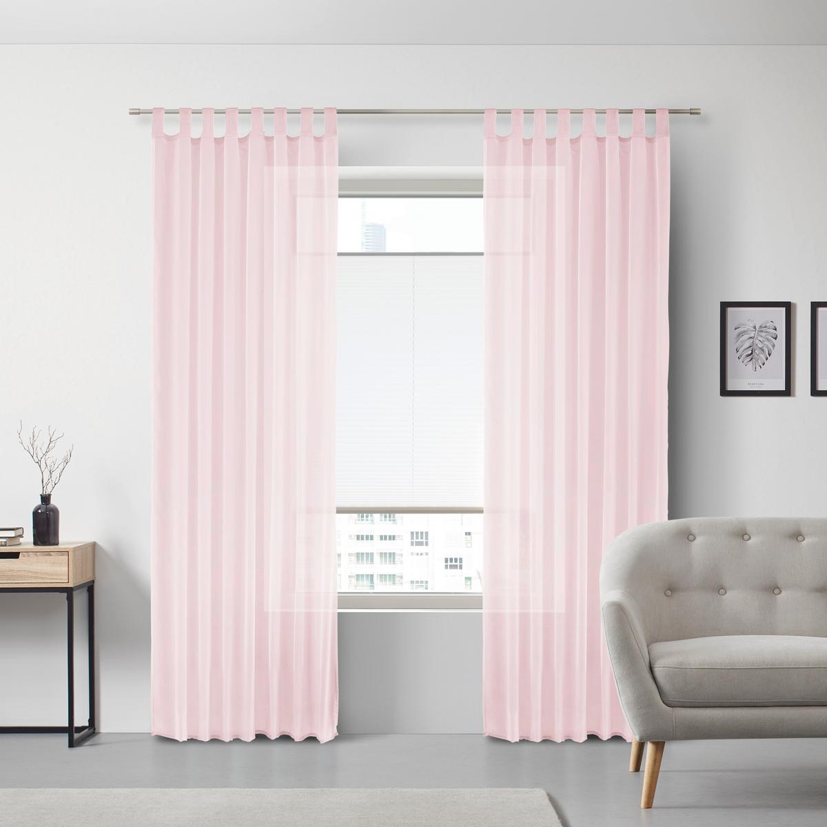Schlaufenvorhang Hanna in Rosa, 2 Stk. - Rosa, Textil (140/245cm) - Based