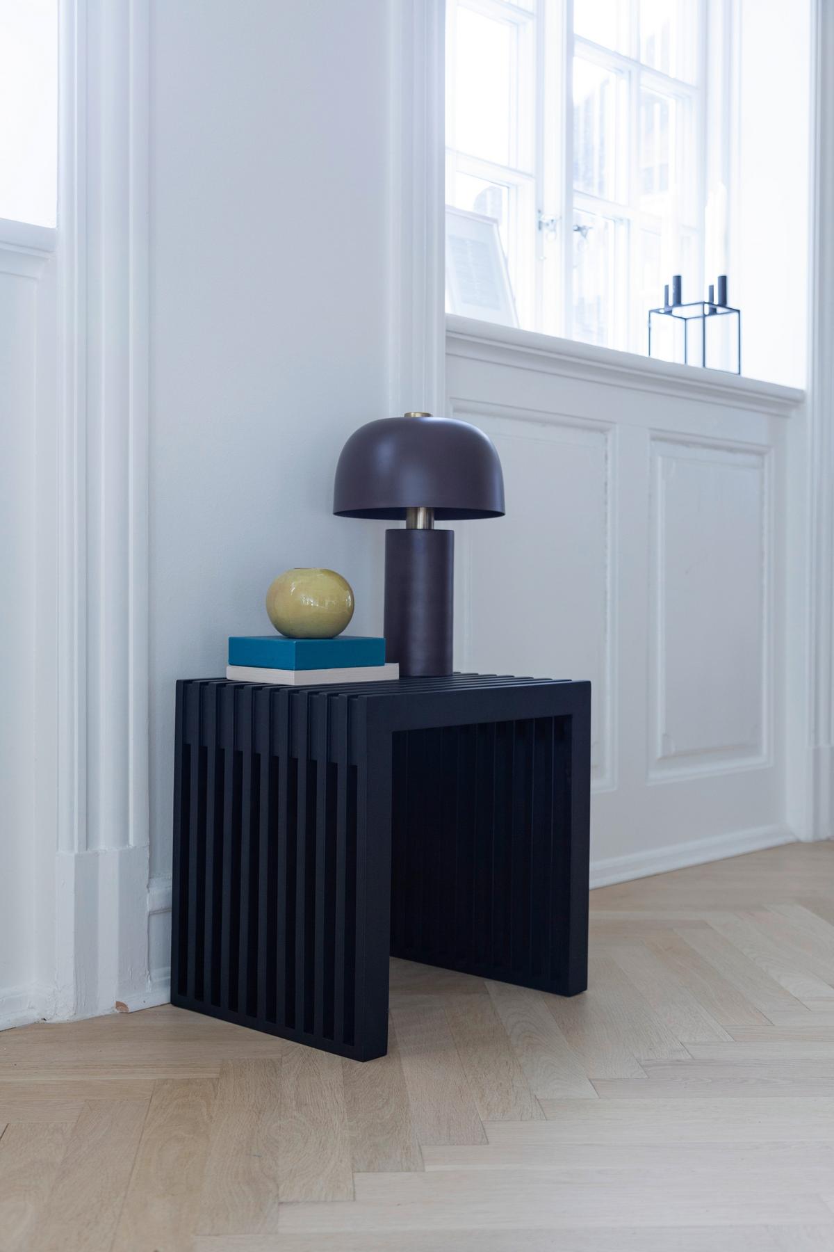 Hocker RIB ca. 45x43x35 cm - Schwarz, KONVENTIONELL, Holz (45/43/35cm) - MID.YOU