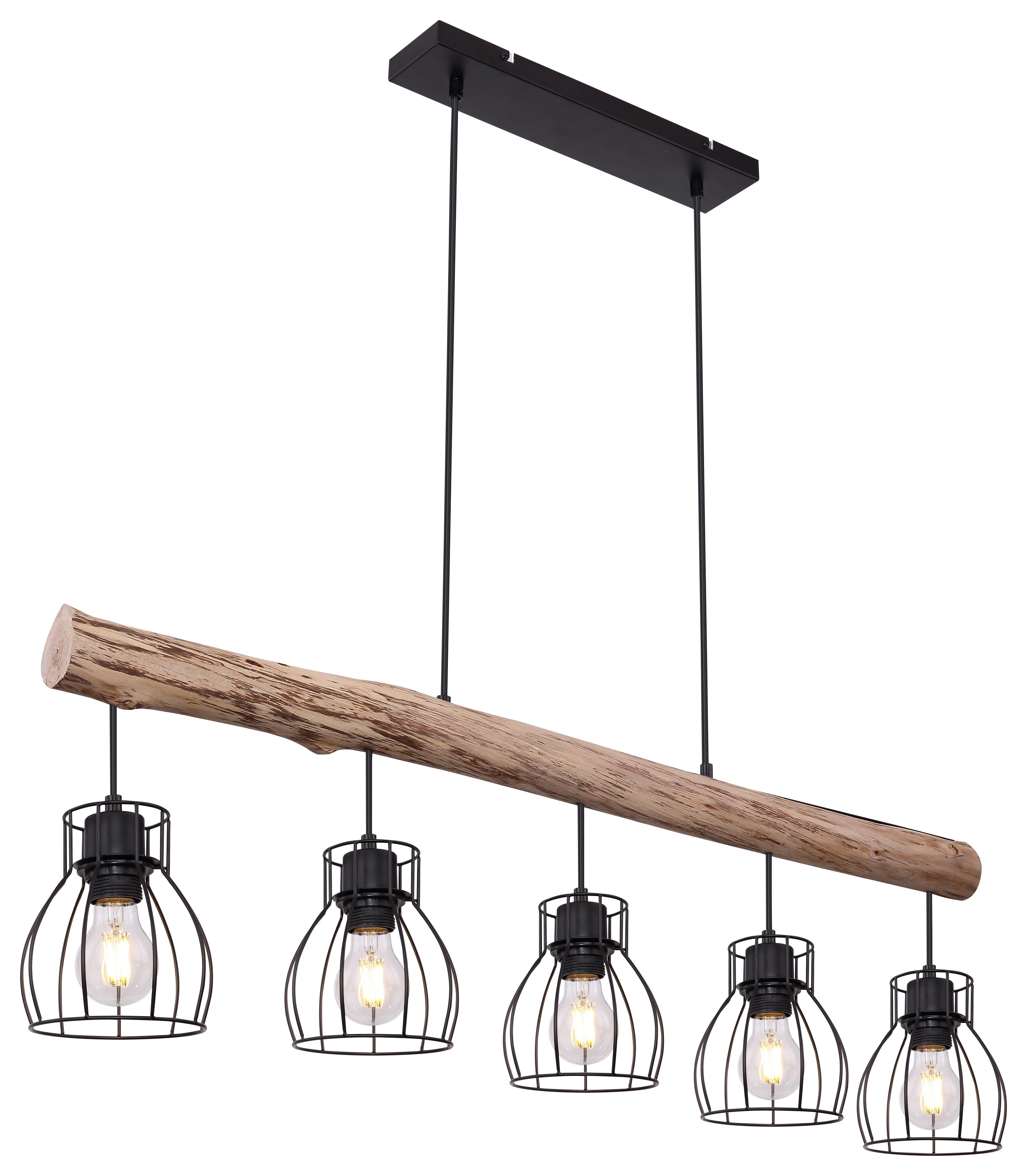 Viseča Svetilka Mina - črna/naravne barve, Basics, kovina/les (104/13,6/140cm) - Globo