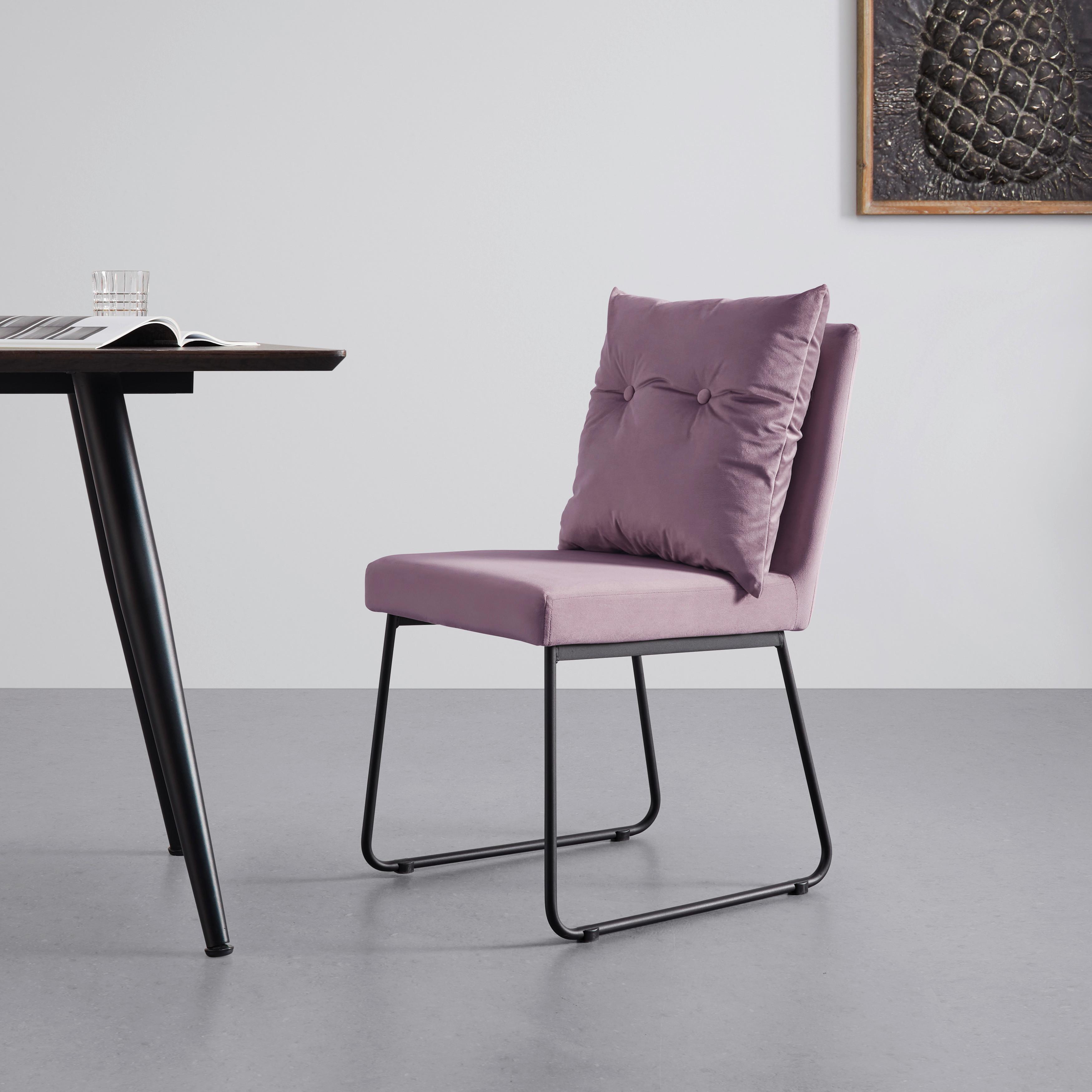 Stol Bono, Roza, Žamet - roza/črna, Moderno, kovina/tekstil (44/90/58cm) - Modern Living
