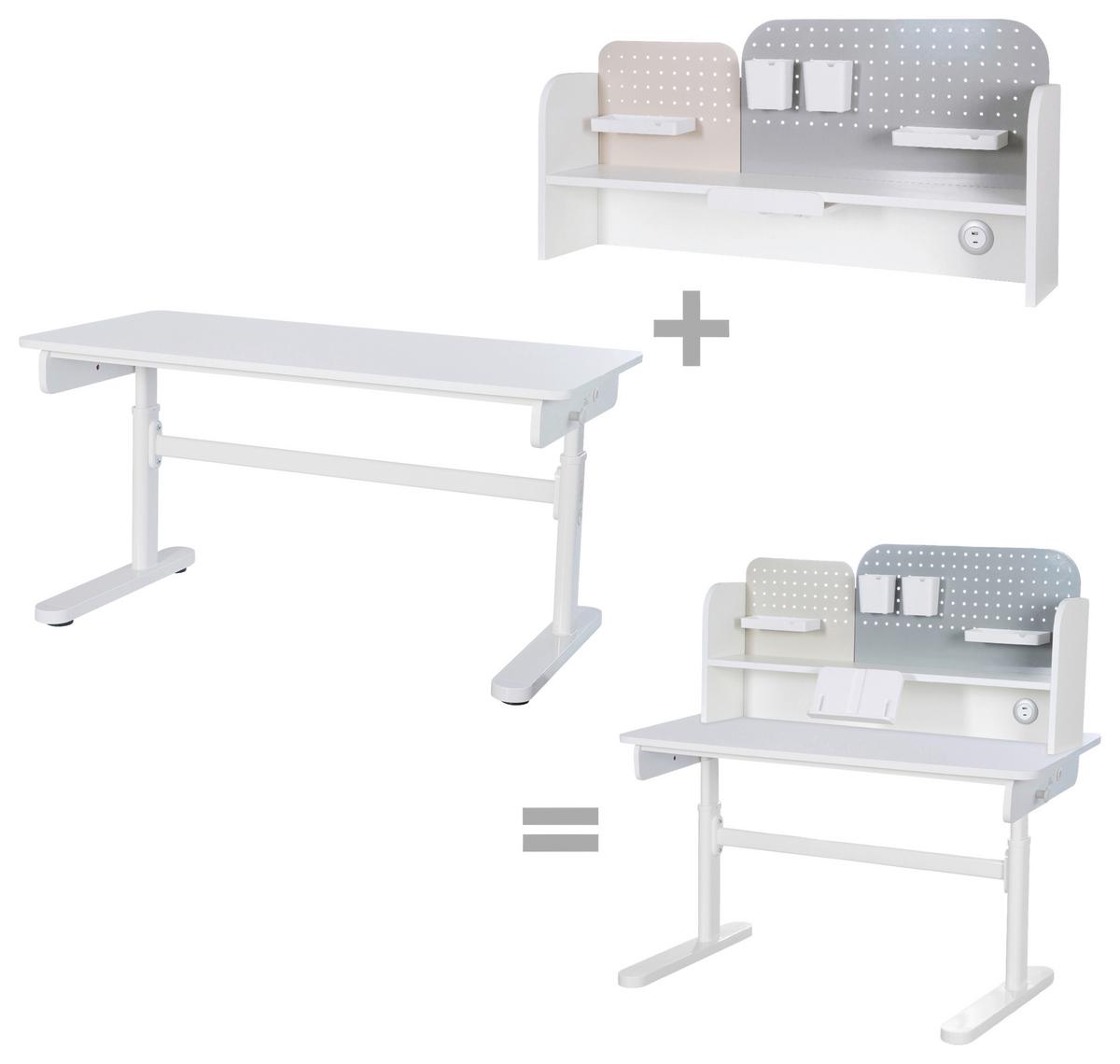 Íróasztal Kiegészítő Elem Smart Grow - kasmírszínű/fehér, Modern, faalapú anyag/fém (102/50/25cm) - Roba