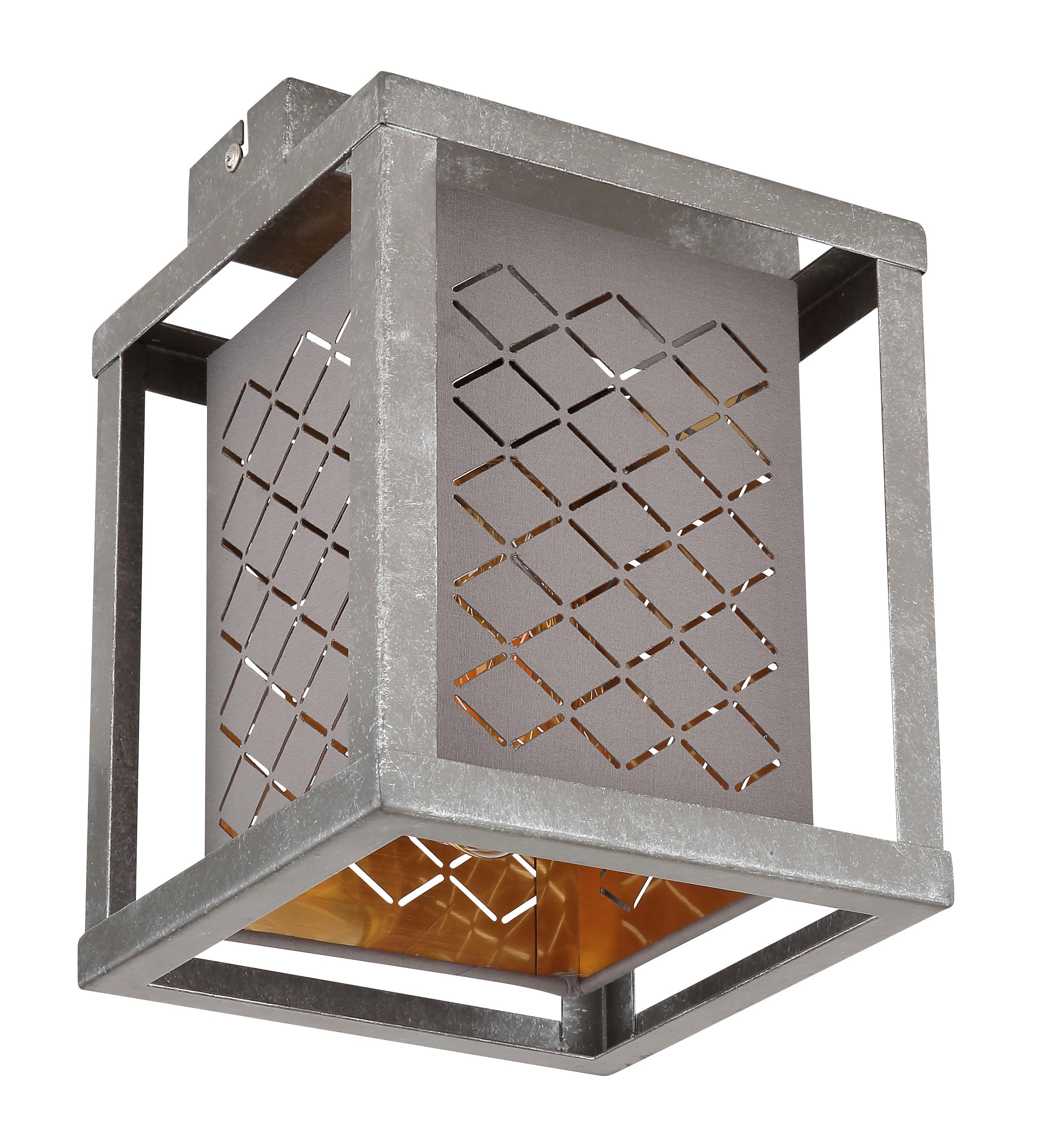 Deckenleuchte Thomas in Silberfarben max. 25 Watt - Silberfarben/Goldfarben, Design, Textil/Metall (17/17/22,5cm) - Globo