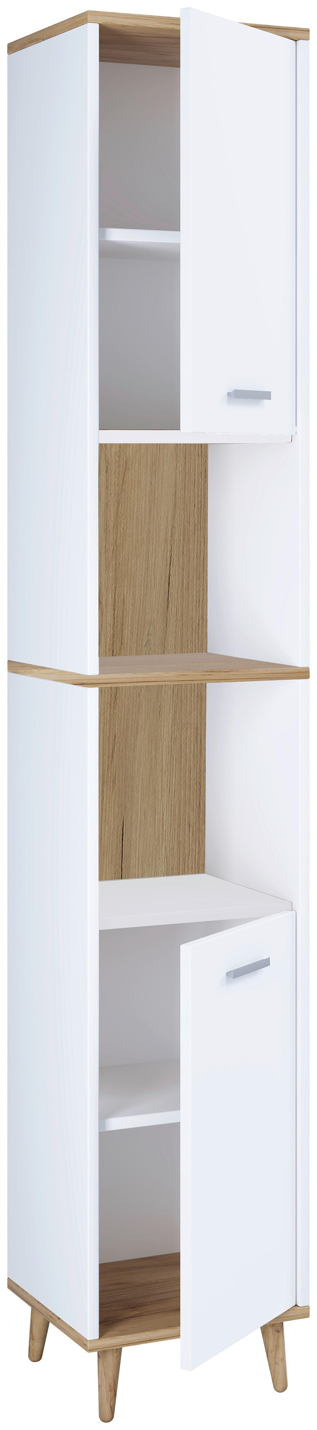 Hochschrank Landos ca. 32x181 cm Weiß/Honigeiche - Honigeiche/Eichefarben, MODERN, Holzwerkstoff/Kunststoff (32/181/28cm) - MID.YOU