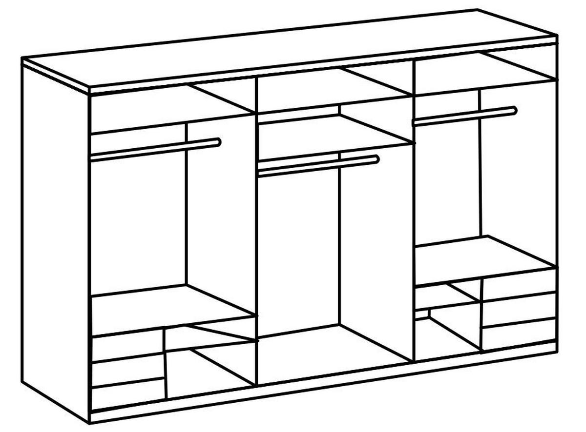 Schwebetürenschrank Level D36 ca. 300 cm Weiß/Eiche Dekor - Chromfarben/Weiß Hochglanz, MODERN, Holzwerkstoff/Metall (300/236/65cm) - MID.YOU
