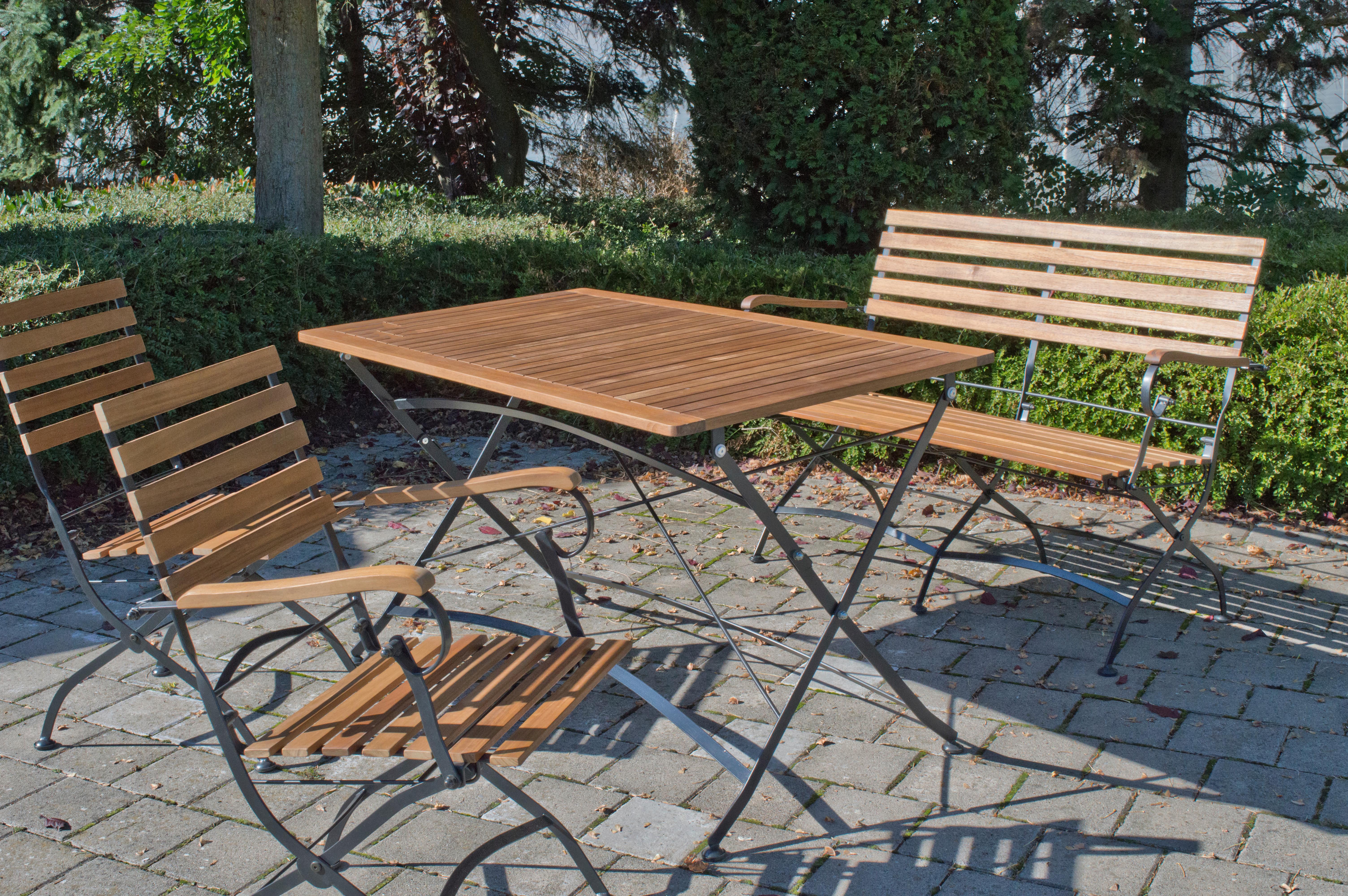 Vrtna Garnitura Lindau, 5-Delni Set, Masivno - antracit/barve akacije, Basics, kovina/les (120/75/80cm) - Gardenson