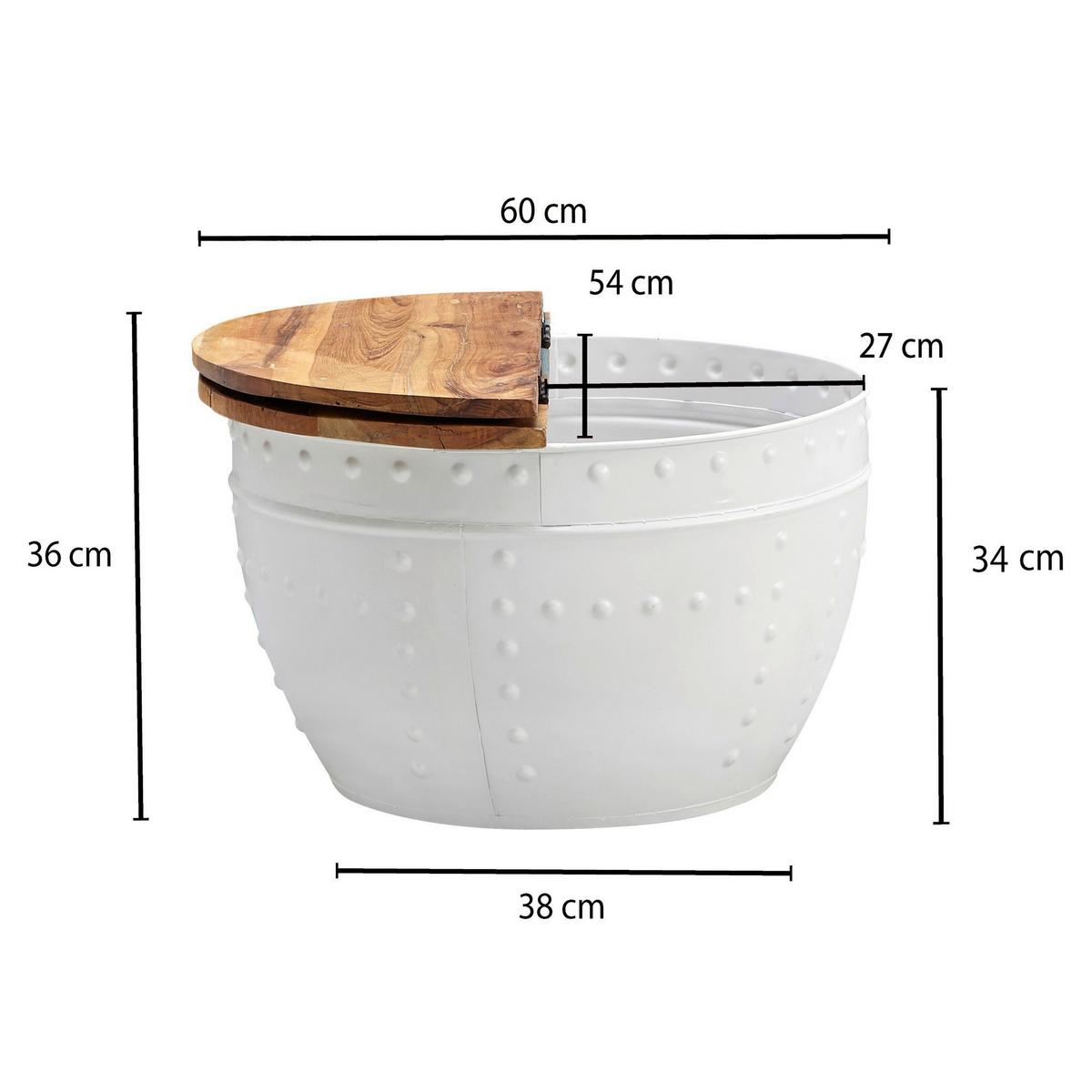 Klubska Miza Wohnling - bela/rjava, Moderno, kovina/les (60/60/36cm) - MID.YOU