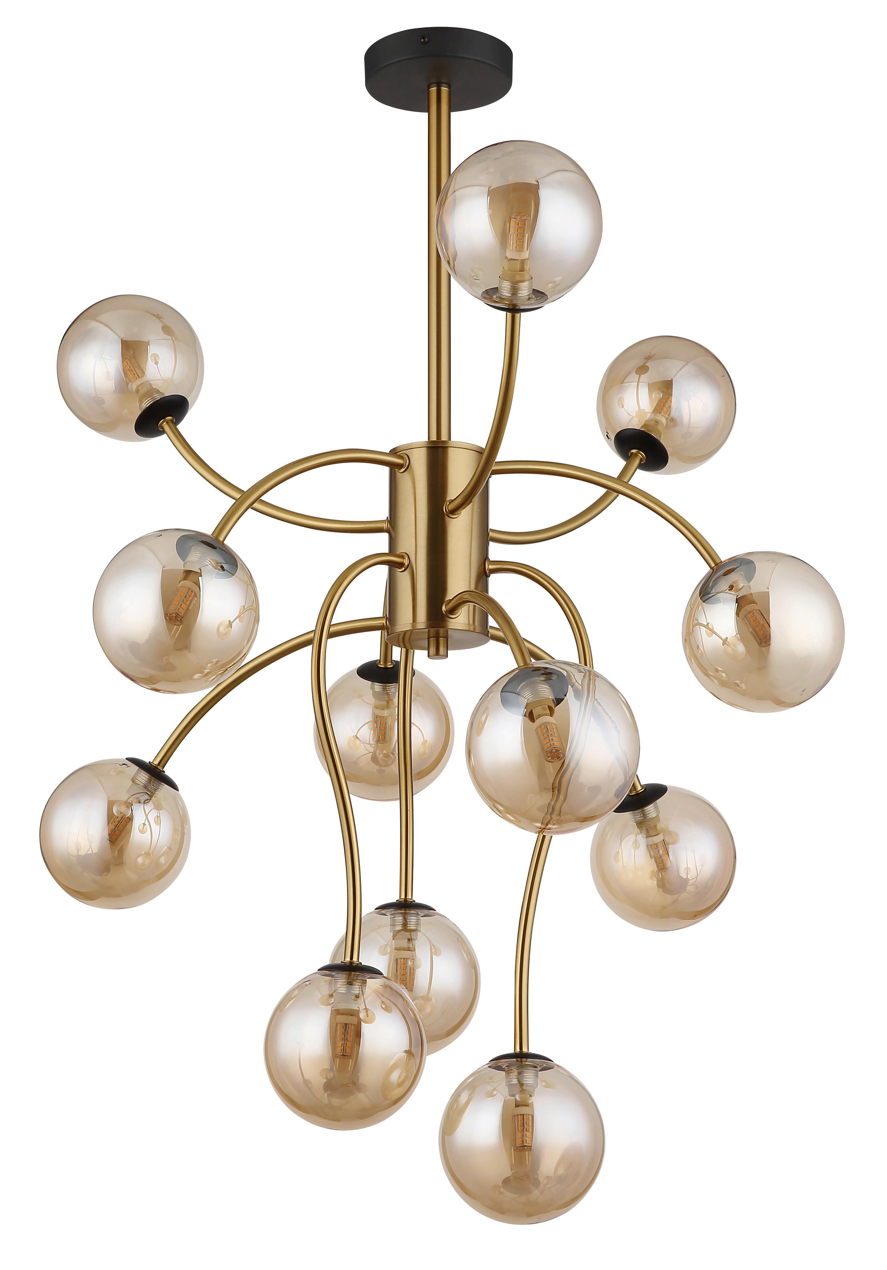 LED-DECKENLEUCHTE 56135-12D - Messingfarben/Goldfarben, Design, Glas/Metall (62/93cm) - Globo