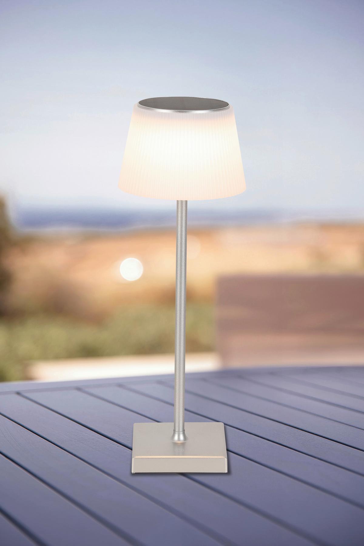 LED-Außenleuchte Rudo in Silber/Weiß max. 2,2 Watt - Weiss/Silberfarben, Modern, Kunststoff/Metall (13/38cm) - Modern Living