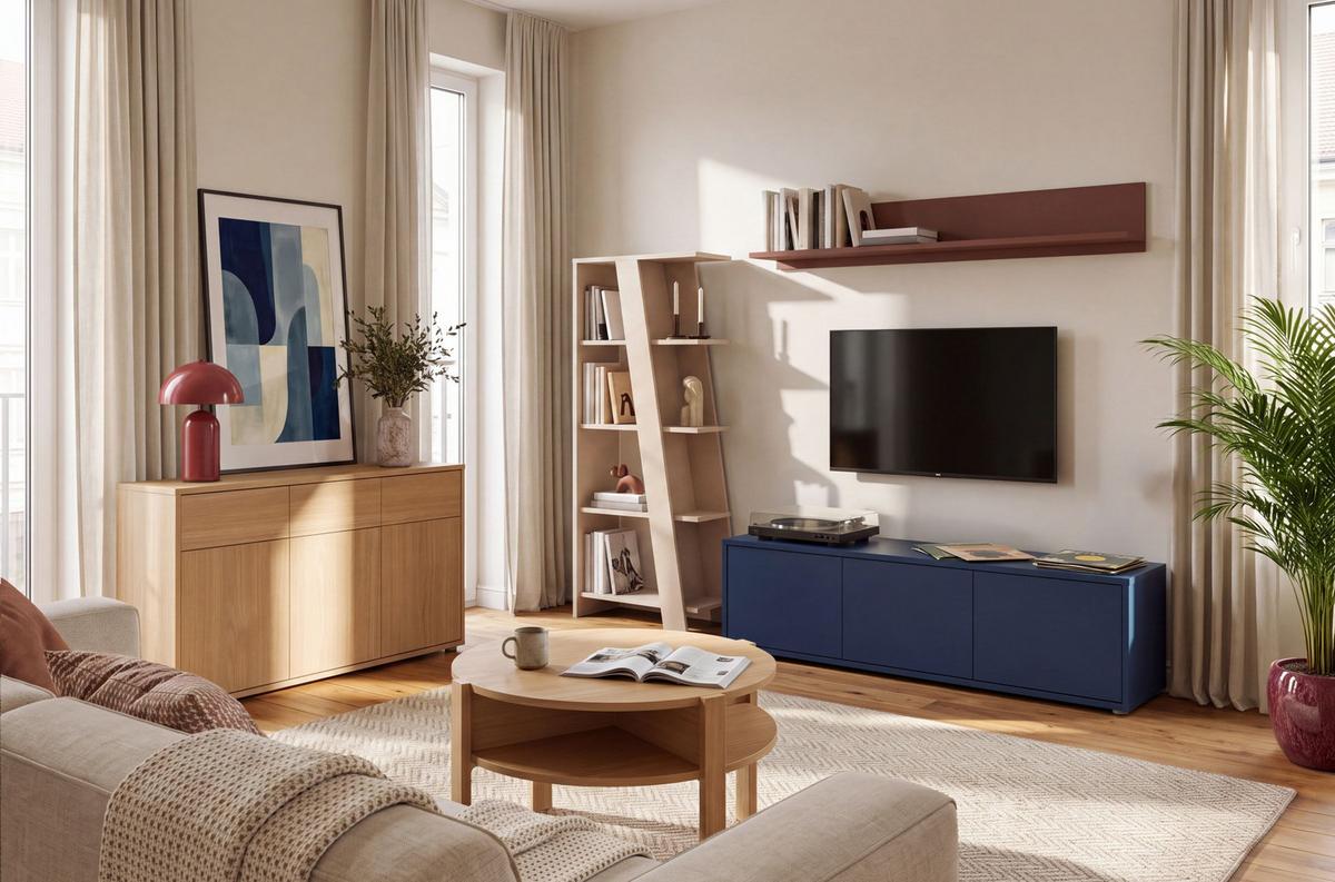 Polica Natta - boje pijeska, Moderno, drvni materijal (72/161/29,6cm) - Modern Living