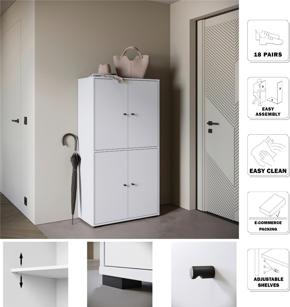 Omara Za Čevlje Dino, Bela - črna/bela, Basics, kovina/umetna masa (70/131/33cm) - P & B