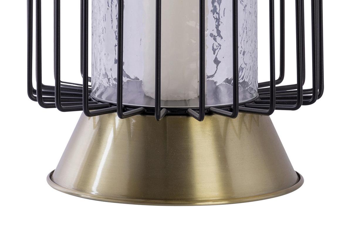 KERZENSTÄNDER MALIBU 125 - Goldfarben/Schwarz, Trend, Glas/Metall (22.5/22.5/40cm) - Kayoom