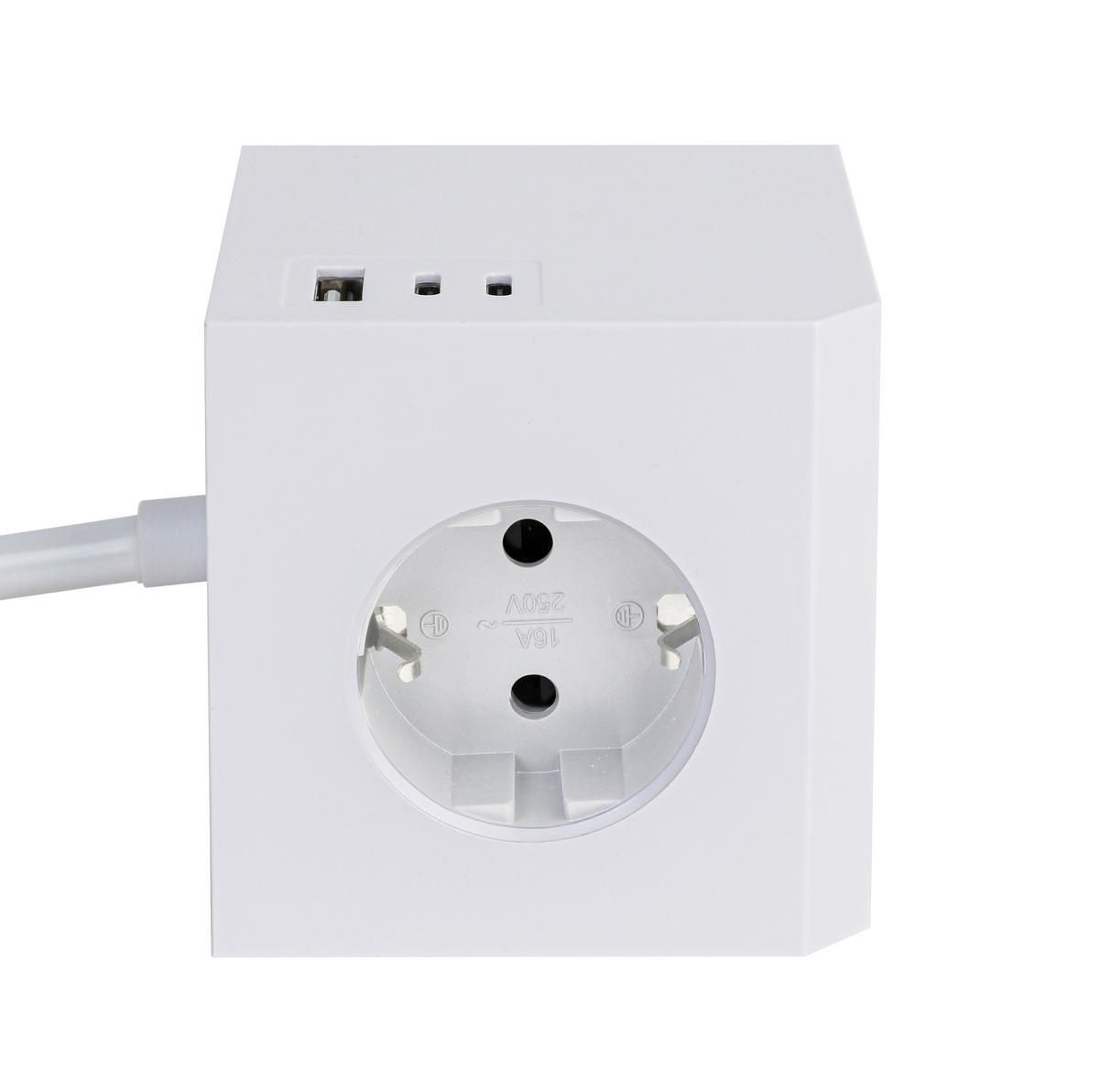 KOSTKA ZASILAJĄCA PLUG BOX - biały, Basics, tworzywo sztuczne (7,5/7,5/7,5cm) - Mican