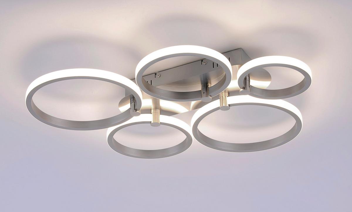 LED-Deckenleuchte in Silber max. 23 Watt - Silberfarben, Design, Metall (66/55/8,5cm)